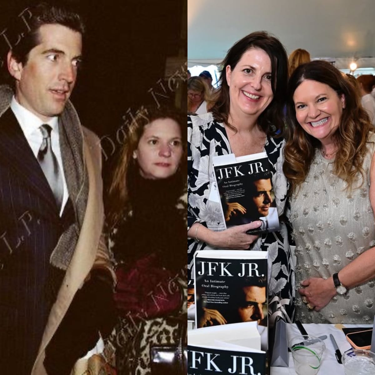 RoseMarie Terenzio, who wrote JFK Jr: An Intimate Oral Biography with Liz McNeil (right), pictured with JFK Jr in New York (left). Photos: @rmterenzio, @lizmcneil6/Instagram