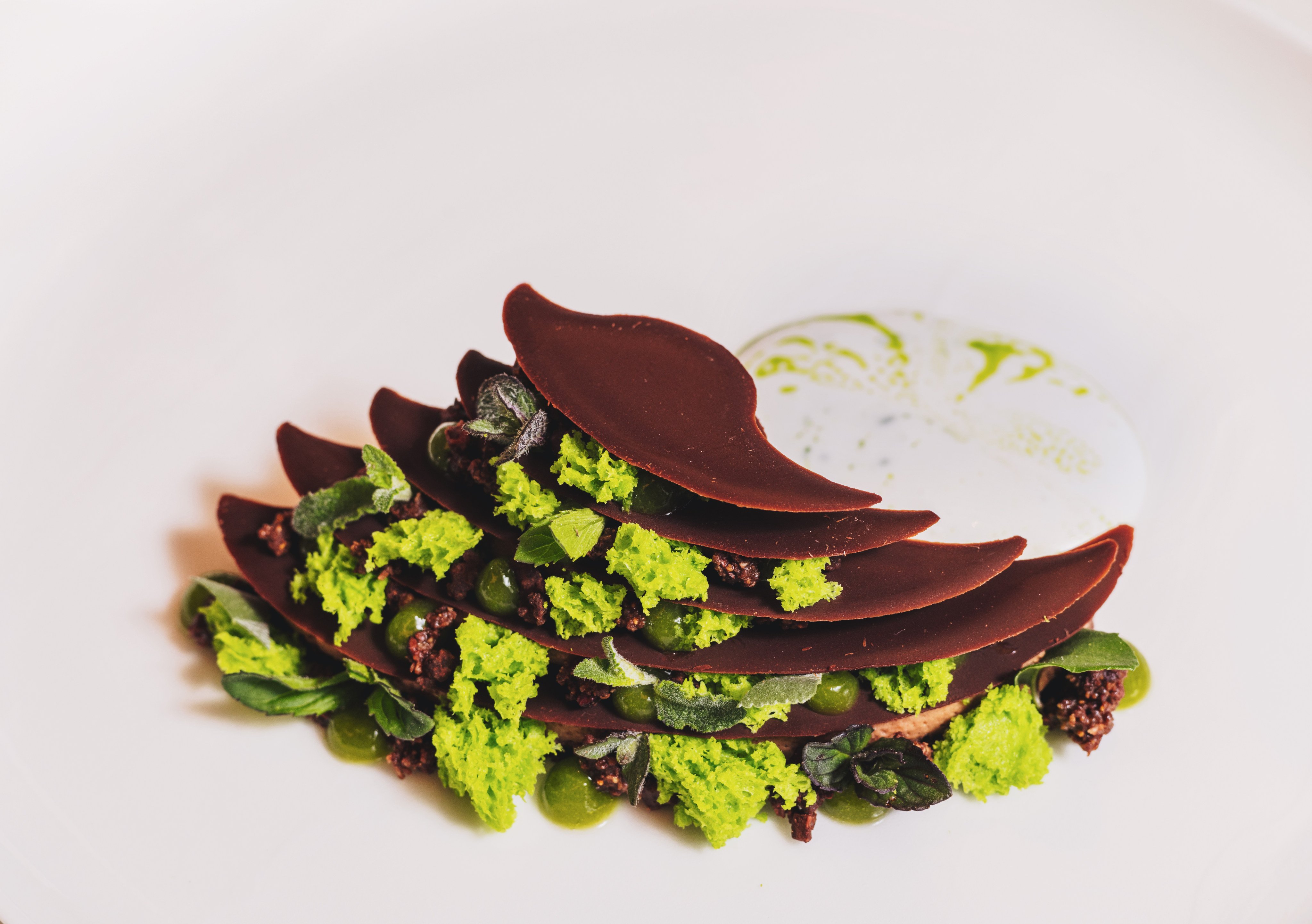 Chocolate dessert by Leo Faler at Cristal Room by Anne-Sophie Pic. The restaurant has been promoted from one Michelin star to two. Photo: Jocelyn Tam