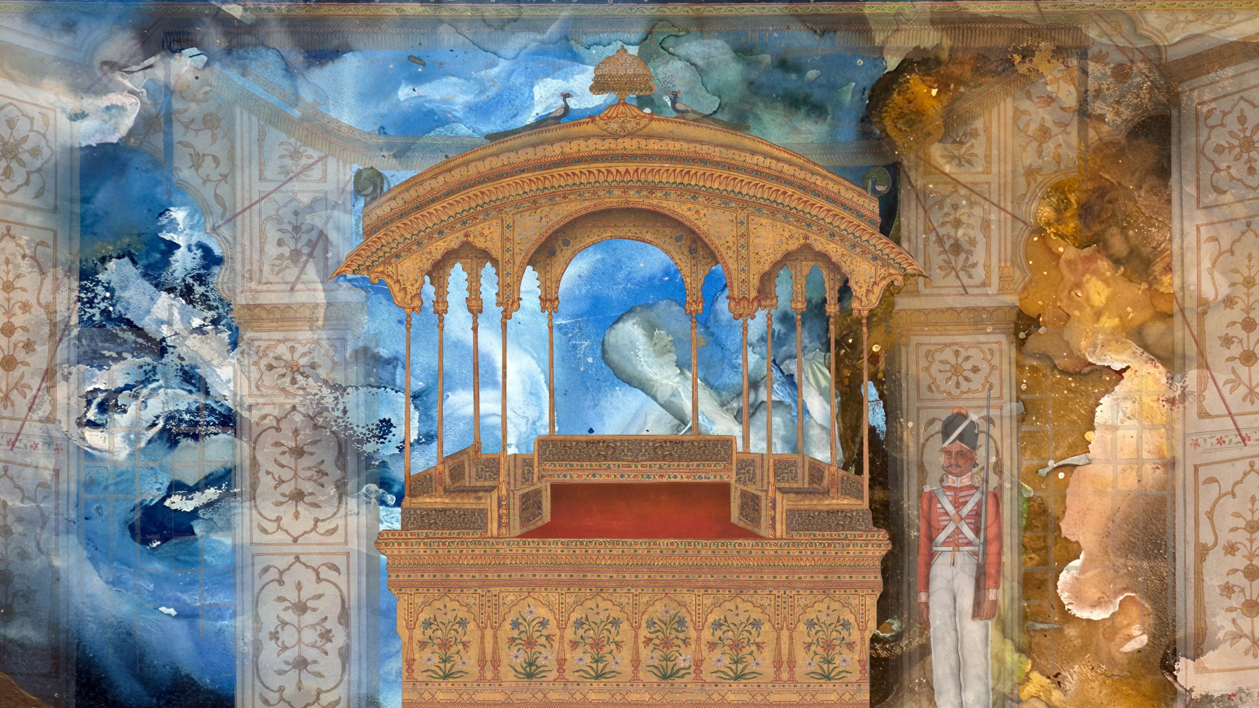 A still from “3 to 12 Nautical Miles”, by Shahzia Sikander, a new work co-commissioned by M+ and Art Basel for the M+ facade in 2026. Photo: courtesy of Shahzia Sikander