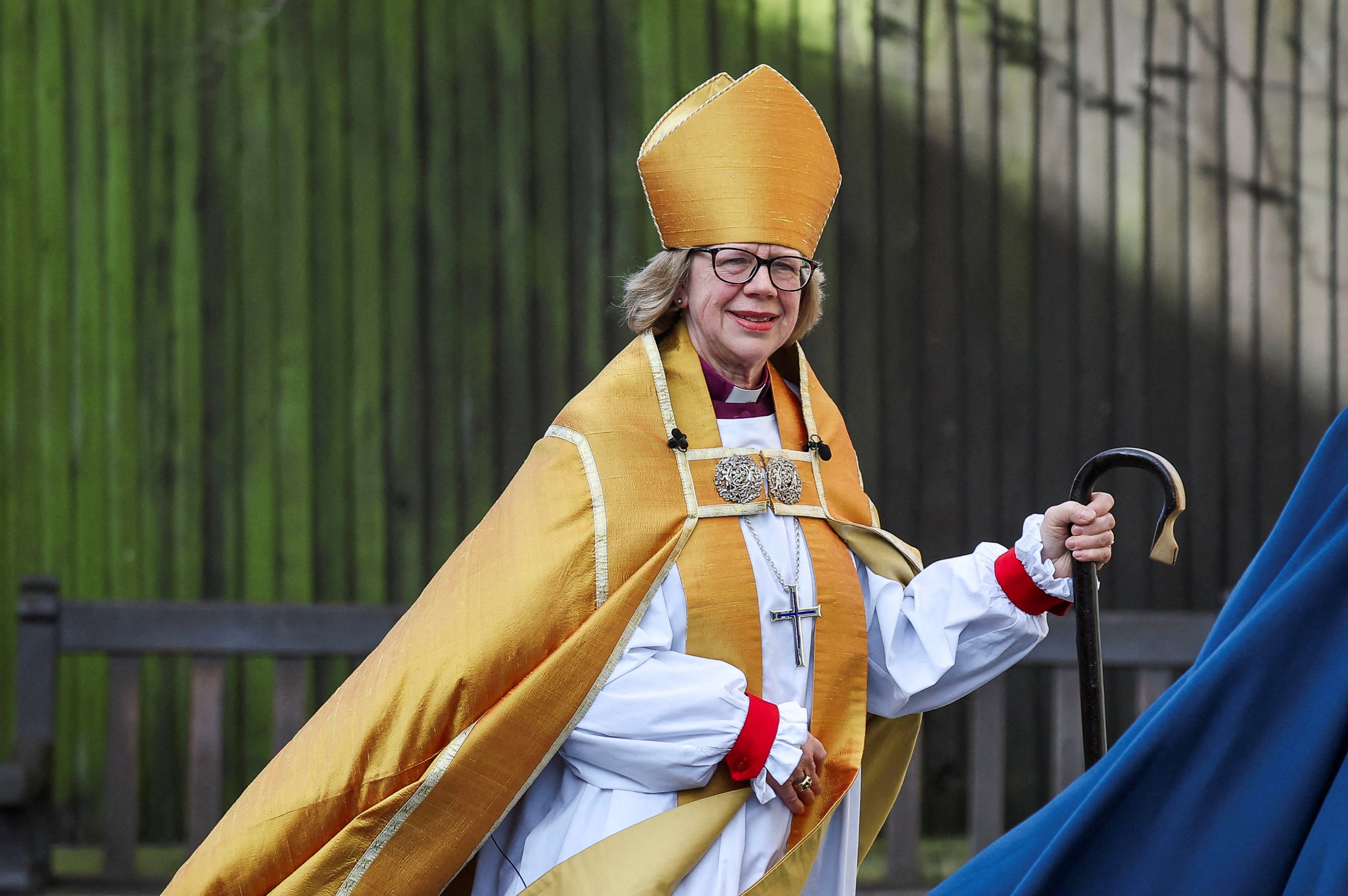 Sarah Mullally arrives for her installation ceremony at Canterbury Cathedral. Photo: Reuters