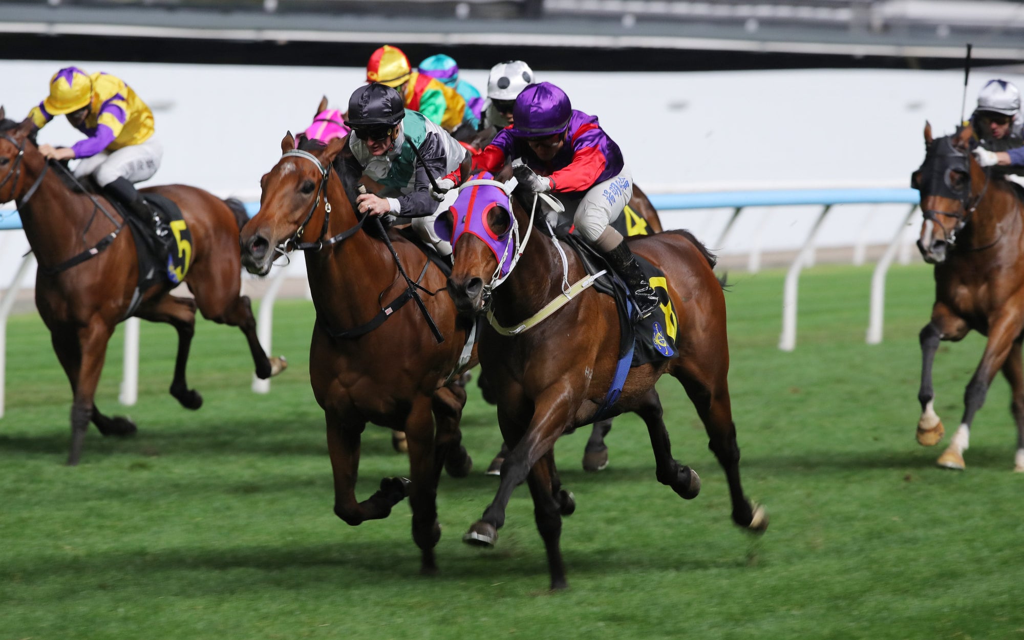 China Win (black cap) narrowly fails at Happy Valley. China Win (black cap) narrowly fails at Happy Valley.