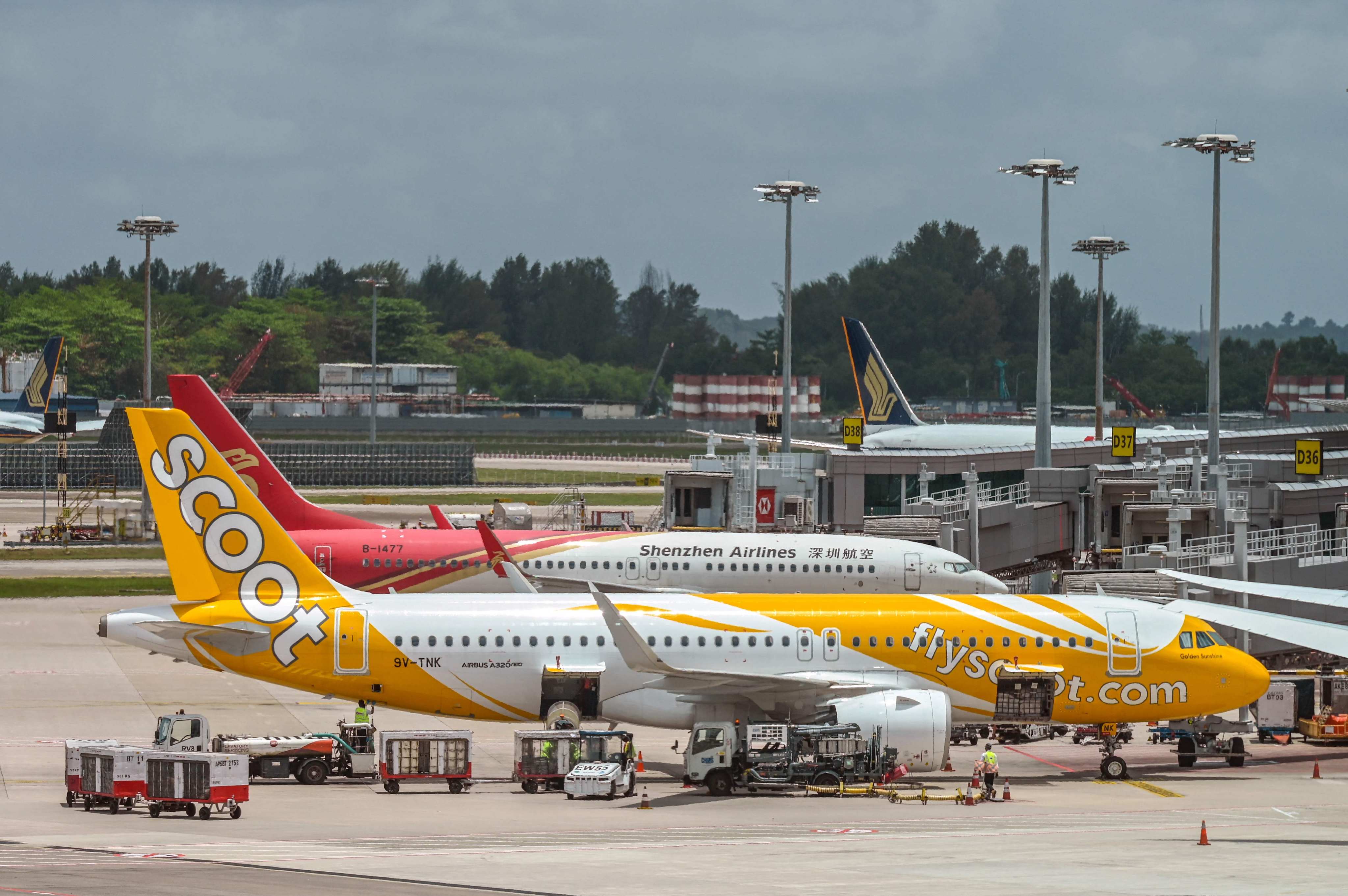 Singapore’s ambition of having all flights that depart the city state use at least 1 per cent sustainable aviation fuel will be pushed back a year to 2027. Photo: AFP