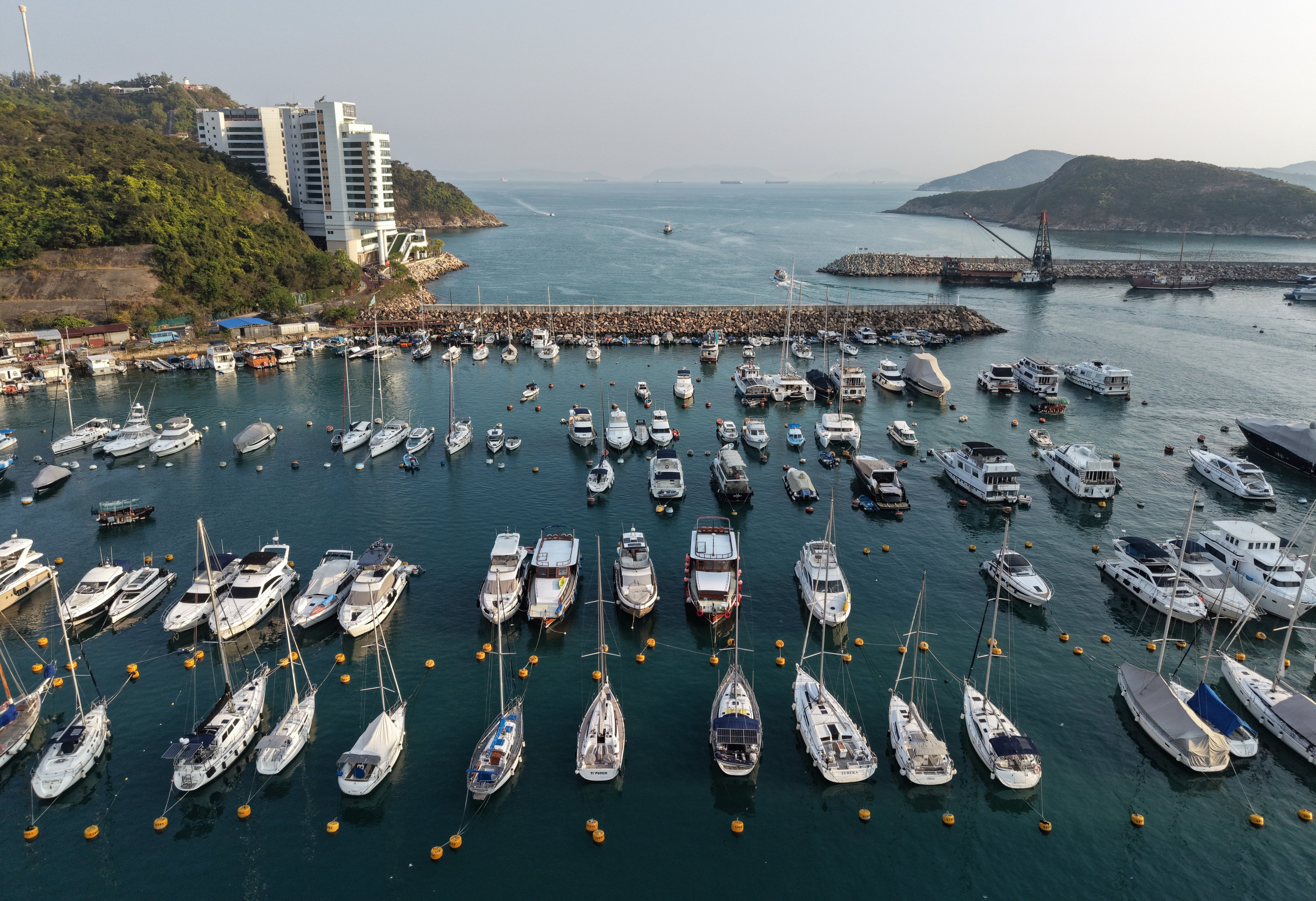 Yacht berths are seen at Aberdeen South Typhoon Shelter on March 25. Photo: Jelly Tse
