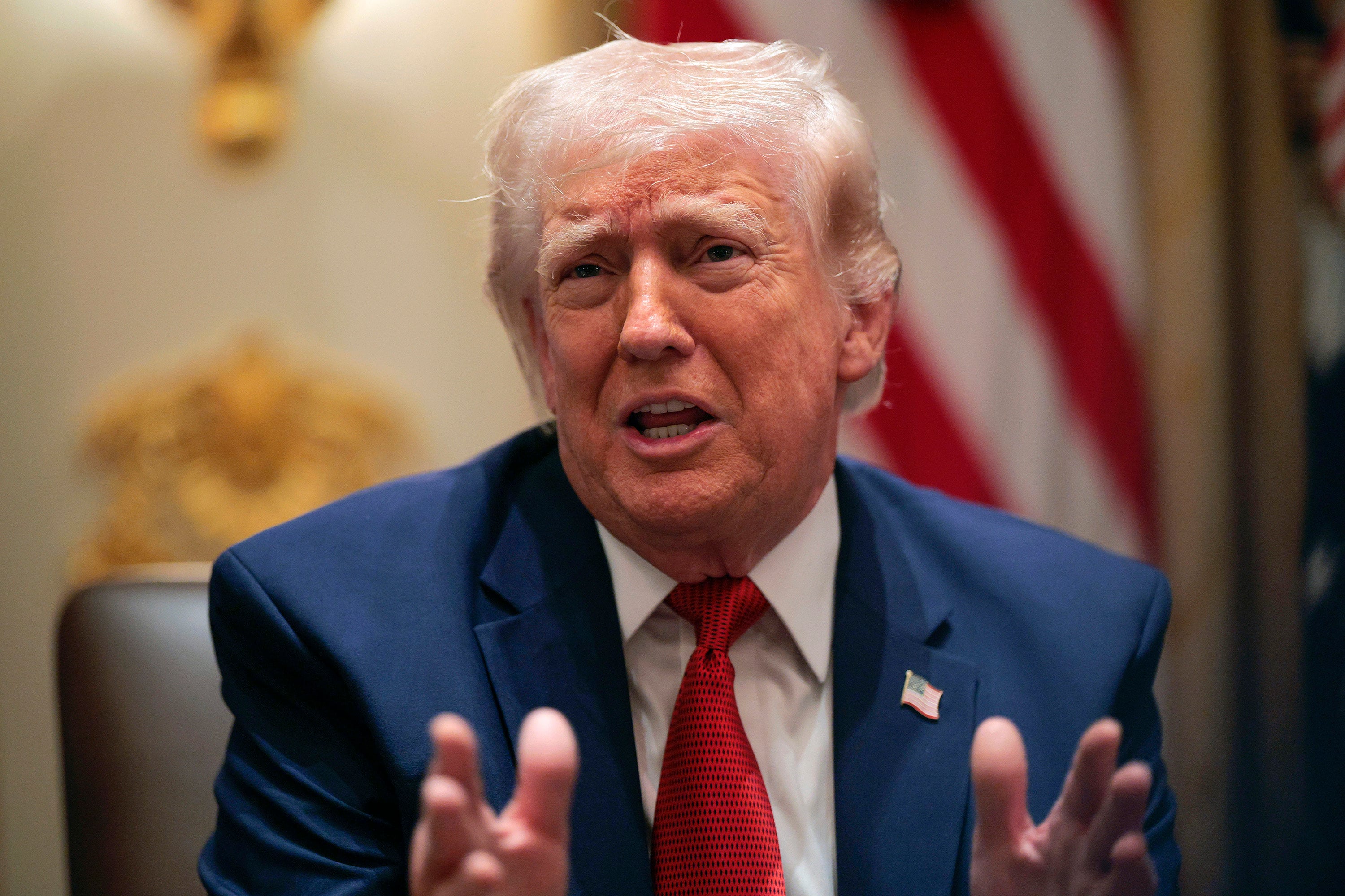 US President Donald Trump speaks during a Cabinet meeting in the White House in Washington on Thursday. Photo: Getty Images/TNS