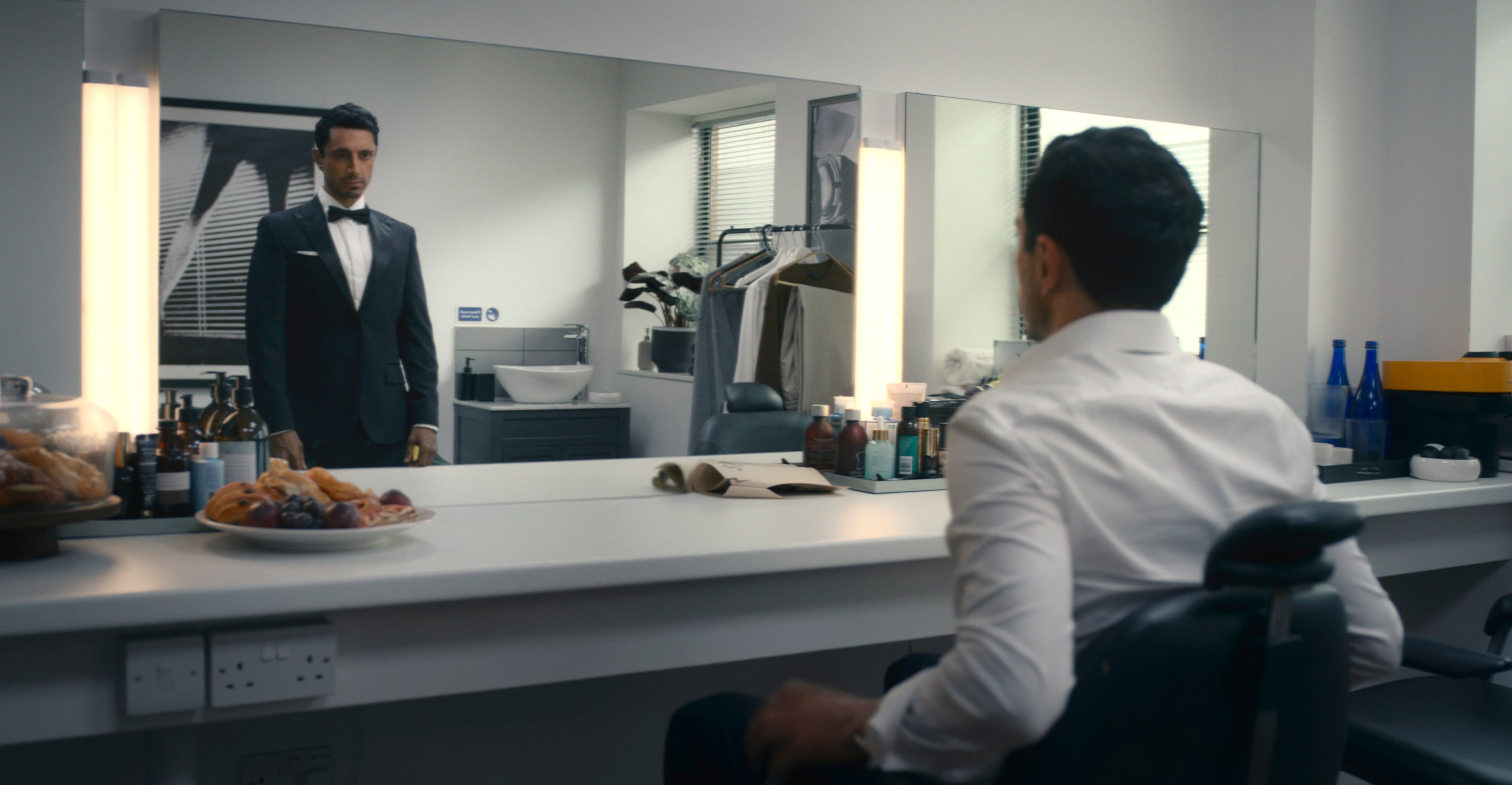 Actor Shah Latif, portrayed by Riz Ahmed, is confronted with a more successful version of himself in a scene from Bait. Photo: TNS