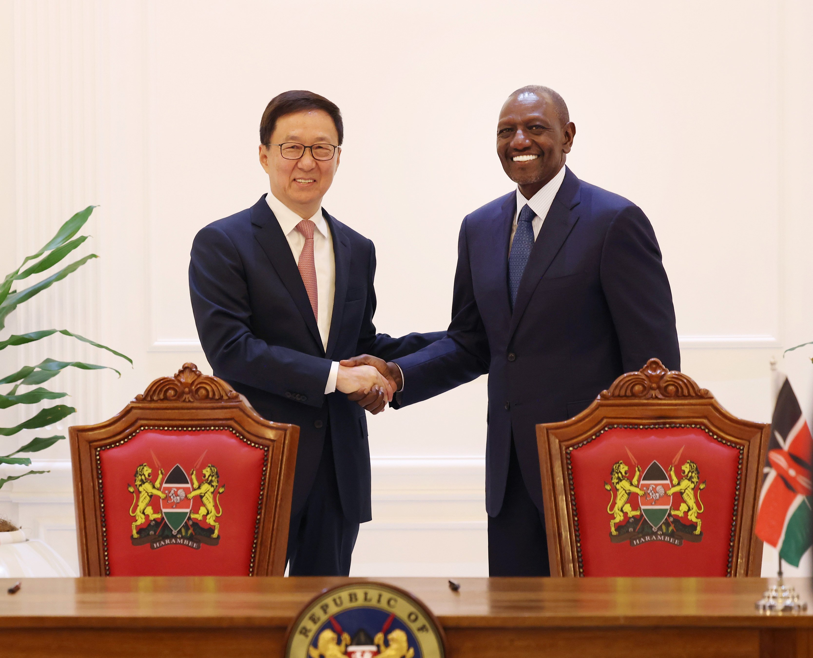 Chinese Vice-President Han Zheng met with Kenyan President William Ruto in Nairobi, Kenya, on March 24 and the two countries reached key trade and infrastructure deals. Photo: Xinhua