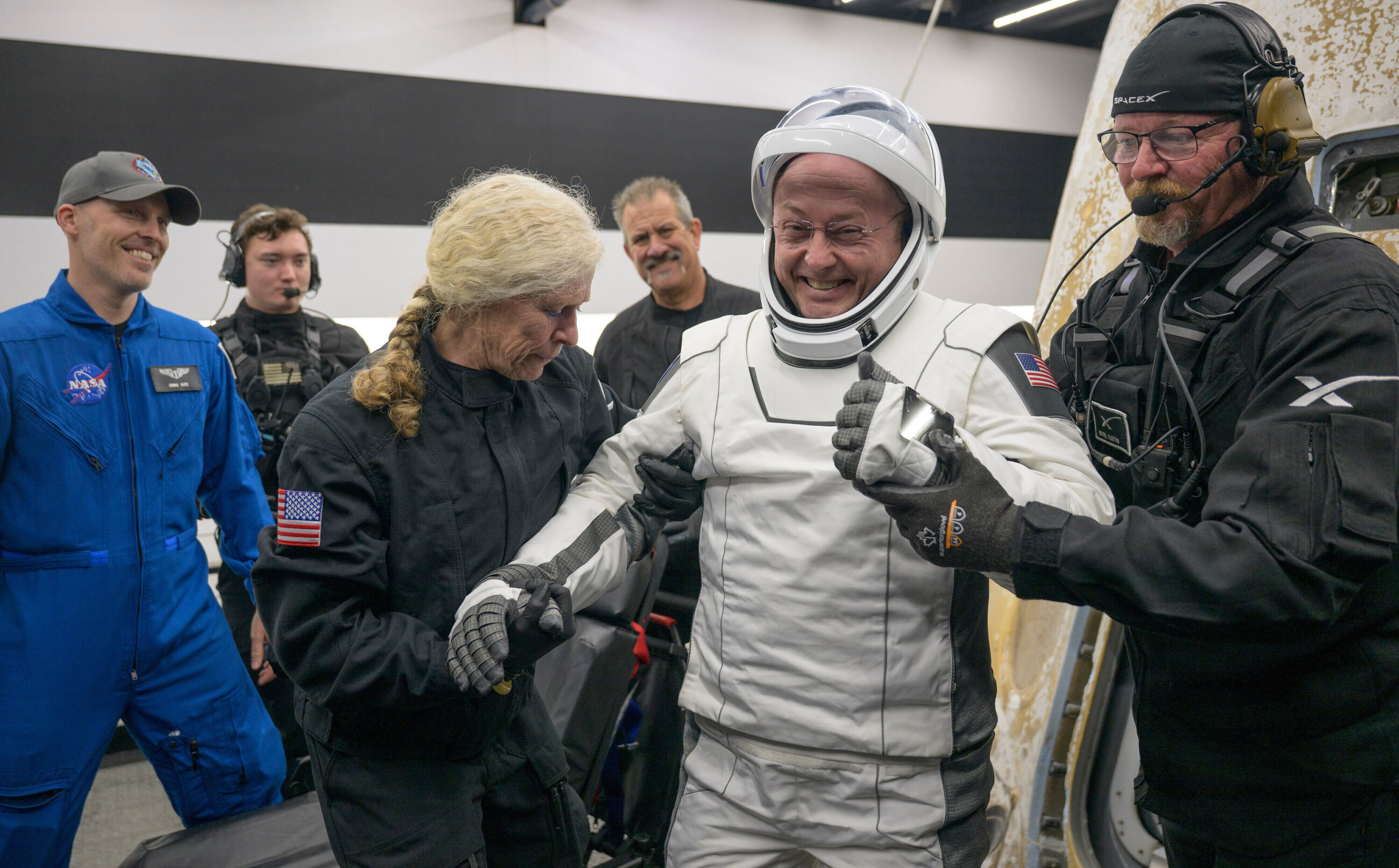 Nasa astronaut Mike Fincke is helped out of the SpaceX Crew-11 capsule after it landed  near San Diego, California, in January. Photo: Nasa via AP