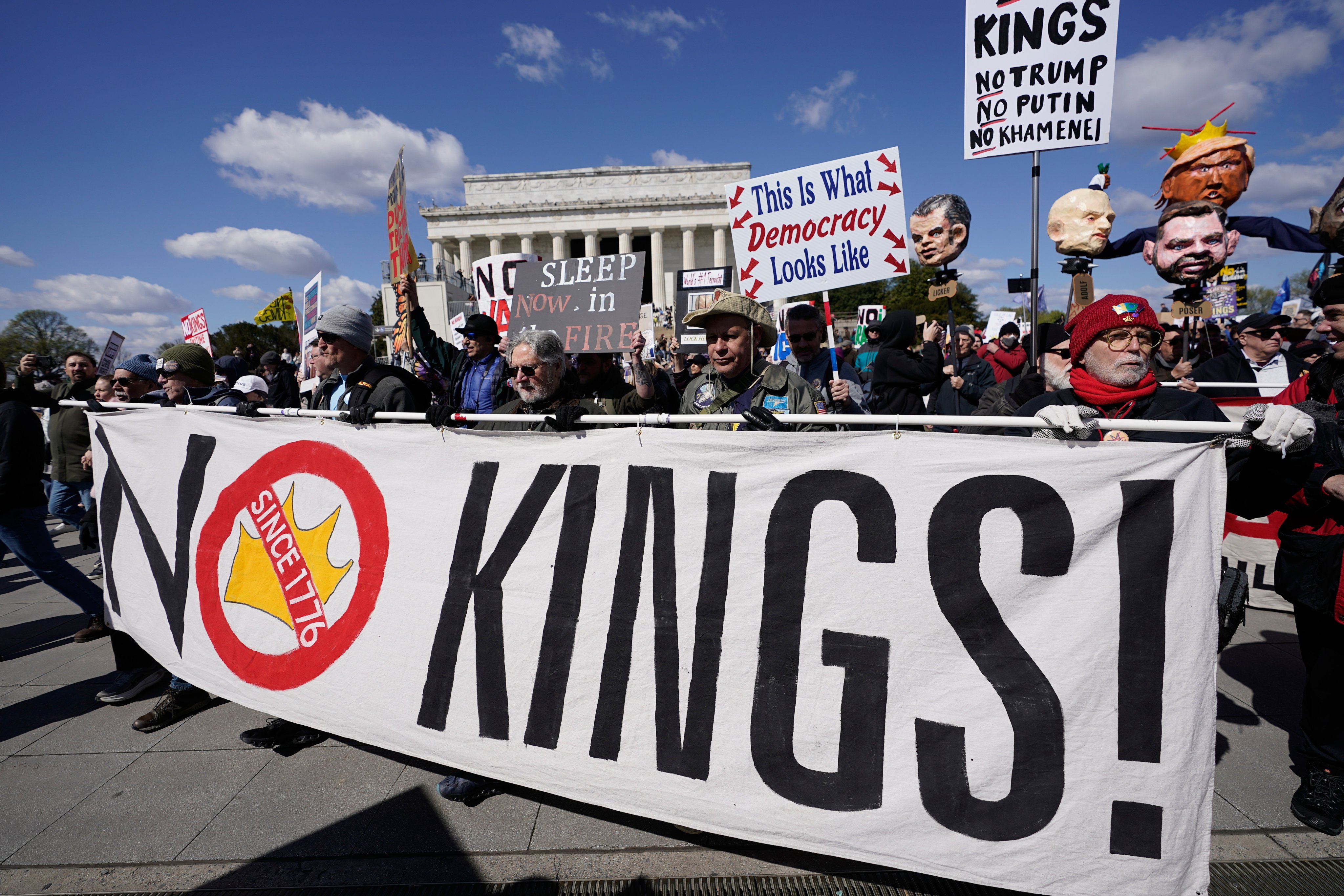 Protesters rally in front of the Lincoln Memorial in Washington on Saturday. Photo: AP
