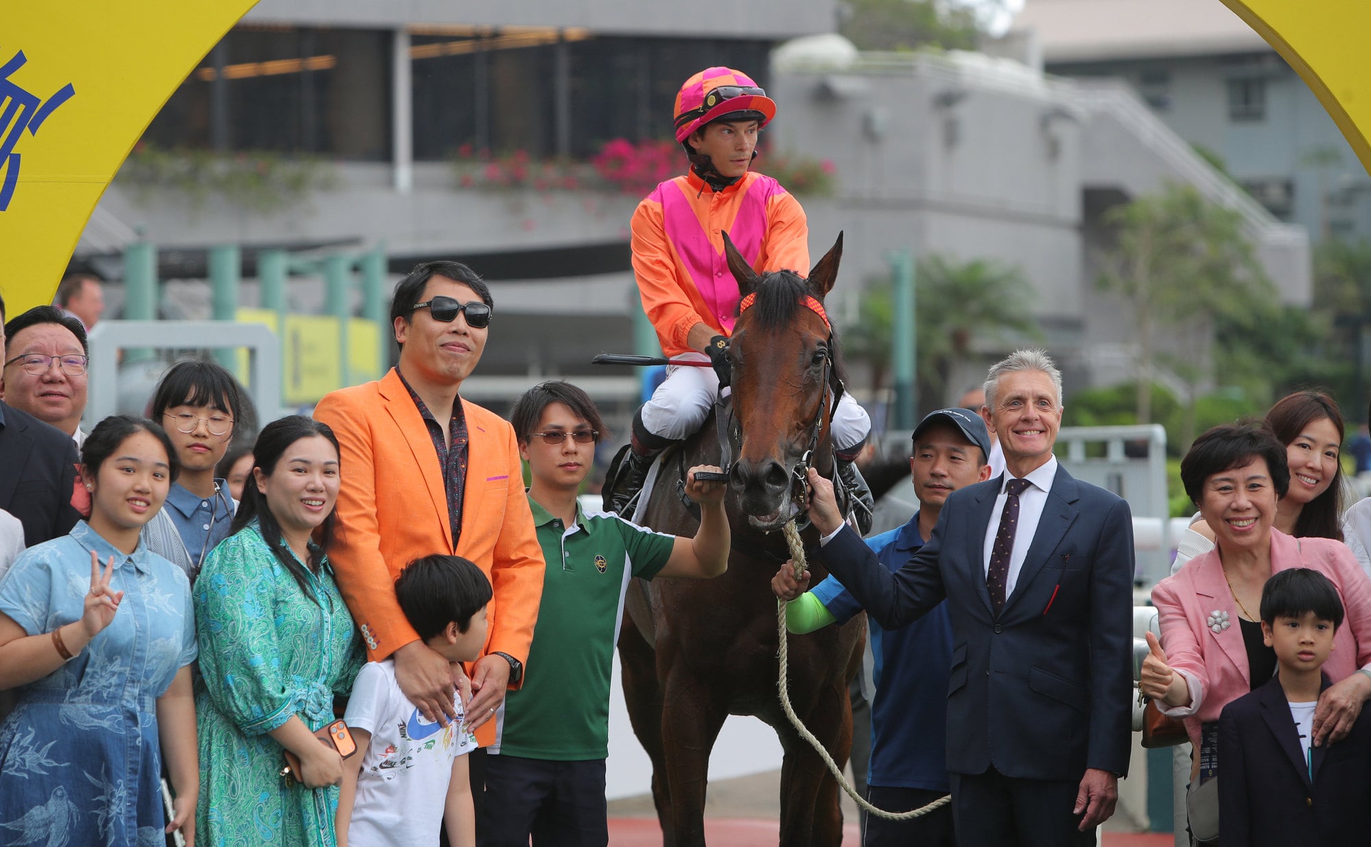 Alexis Badel, Mark Newnham and connections celebrate the win of Max Que.
