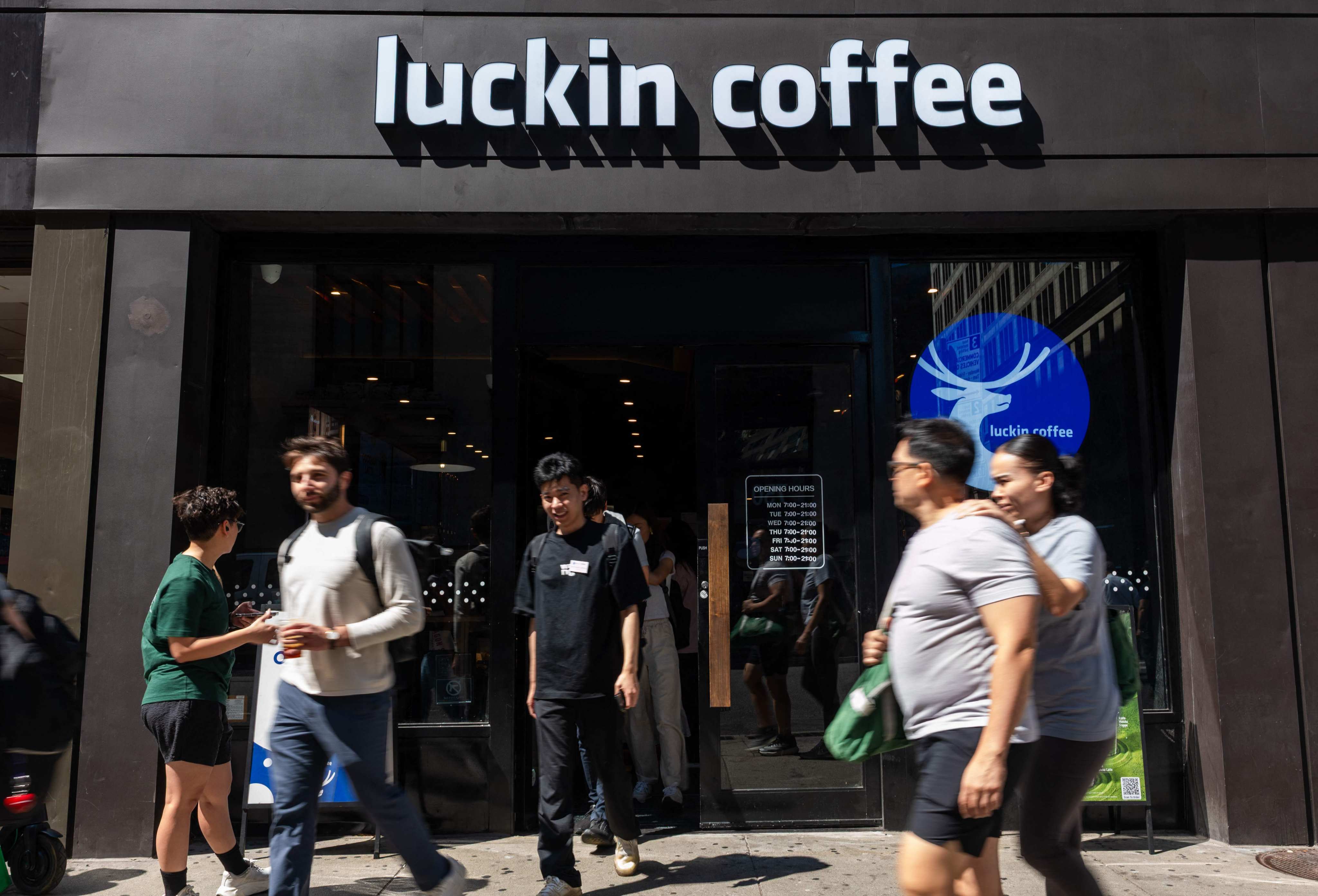 A Luckin Coffee outlet in Manhattan, New York. Photo: Getty Images/AFP