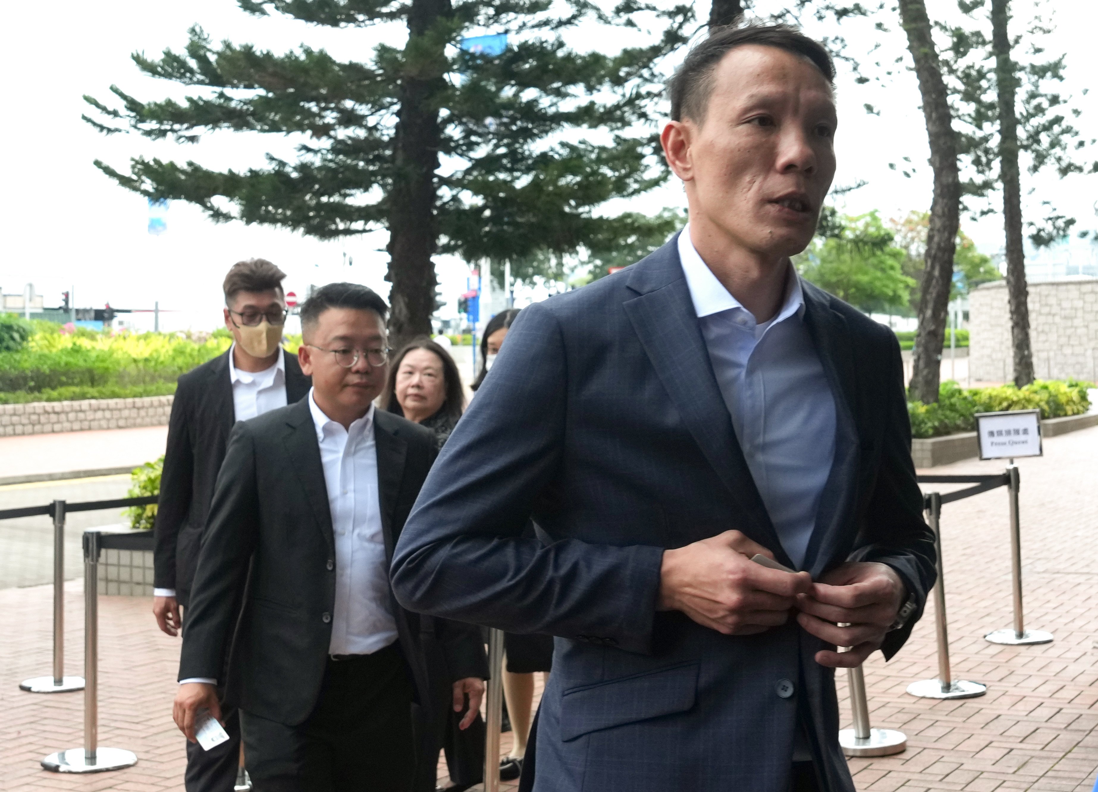 Wong Kin-wa (right), an electrical worker for Victory Fire Engineering, testified on Monday. Photo: Jelly Tse