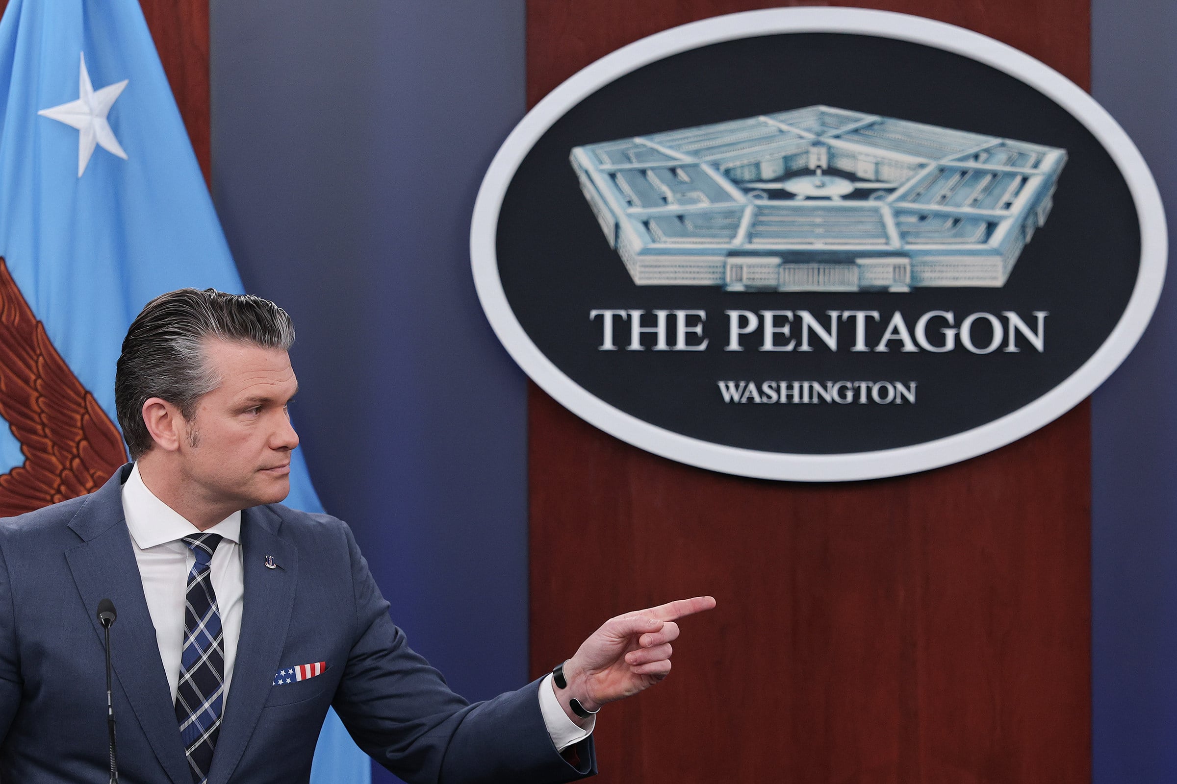 US Defence Secretary Pete Hegseth at the Pentagon in Arlington, Virginia. Photo: Getty Images / TNS