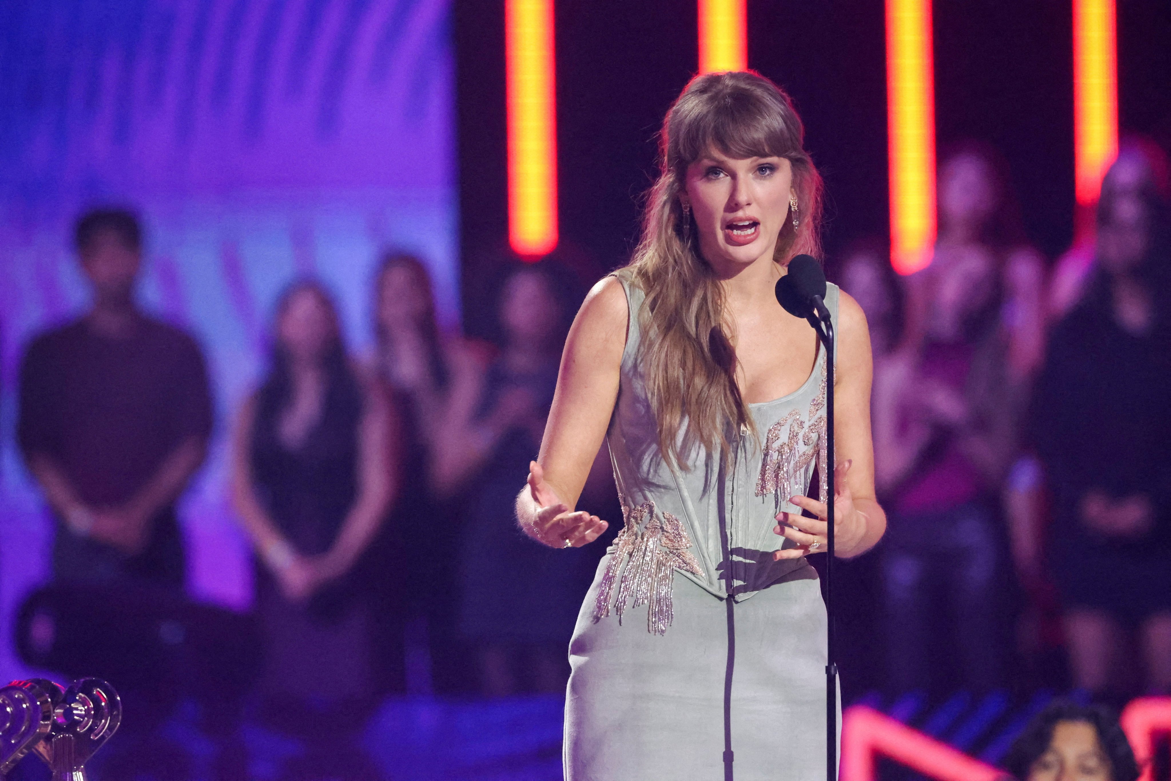 Taylor Swift at the Dolby Theatre in Los Angeles, California on Thursday. Photo: Reuters