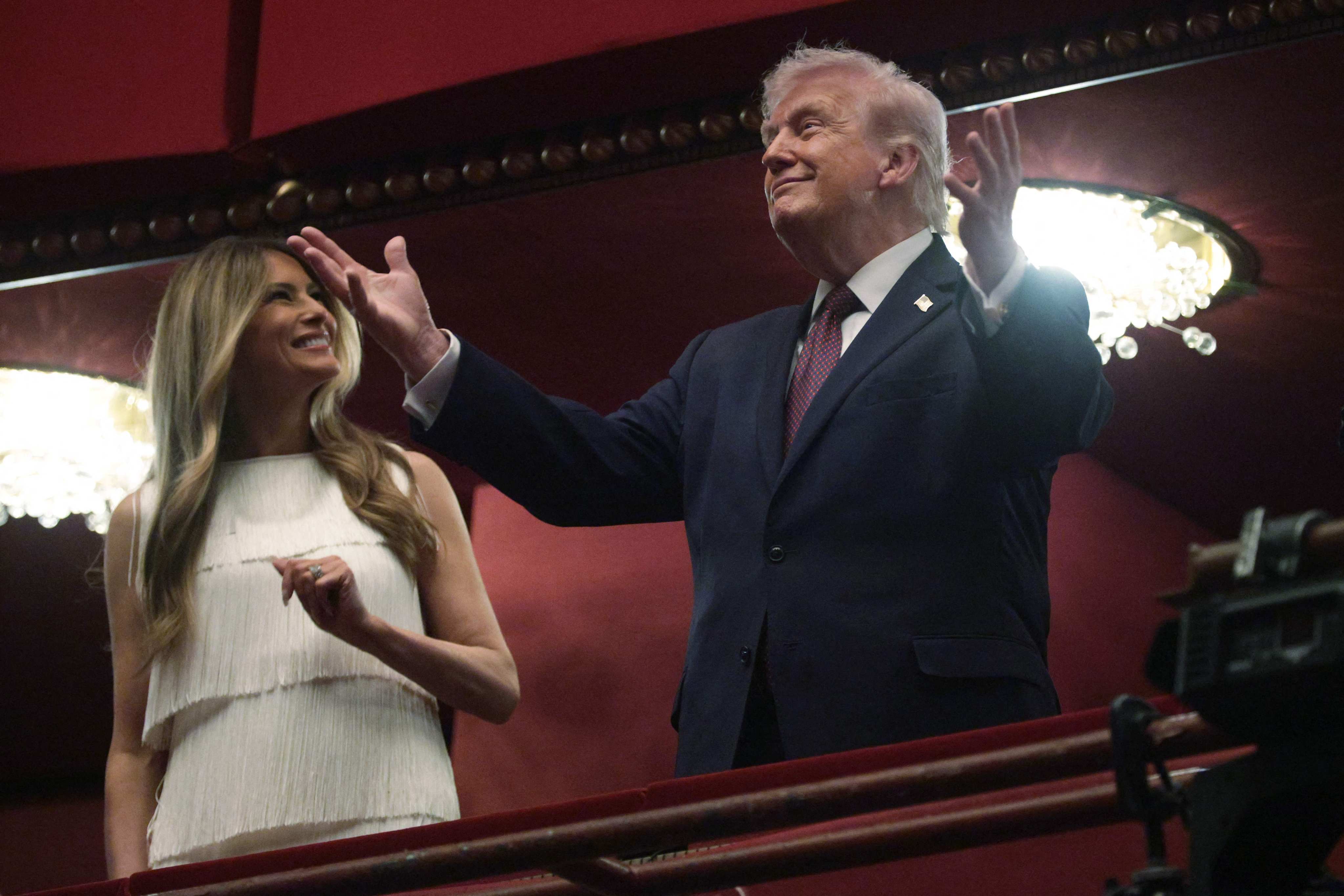 Donald Trump and first lady Melania Trump arrive at the Opera House of the Kennedy Center for the opening night performance of a musical on March 31 in Washington, DC. Photo: Getty Images
