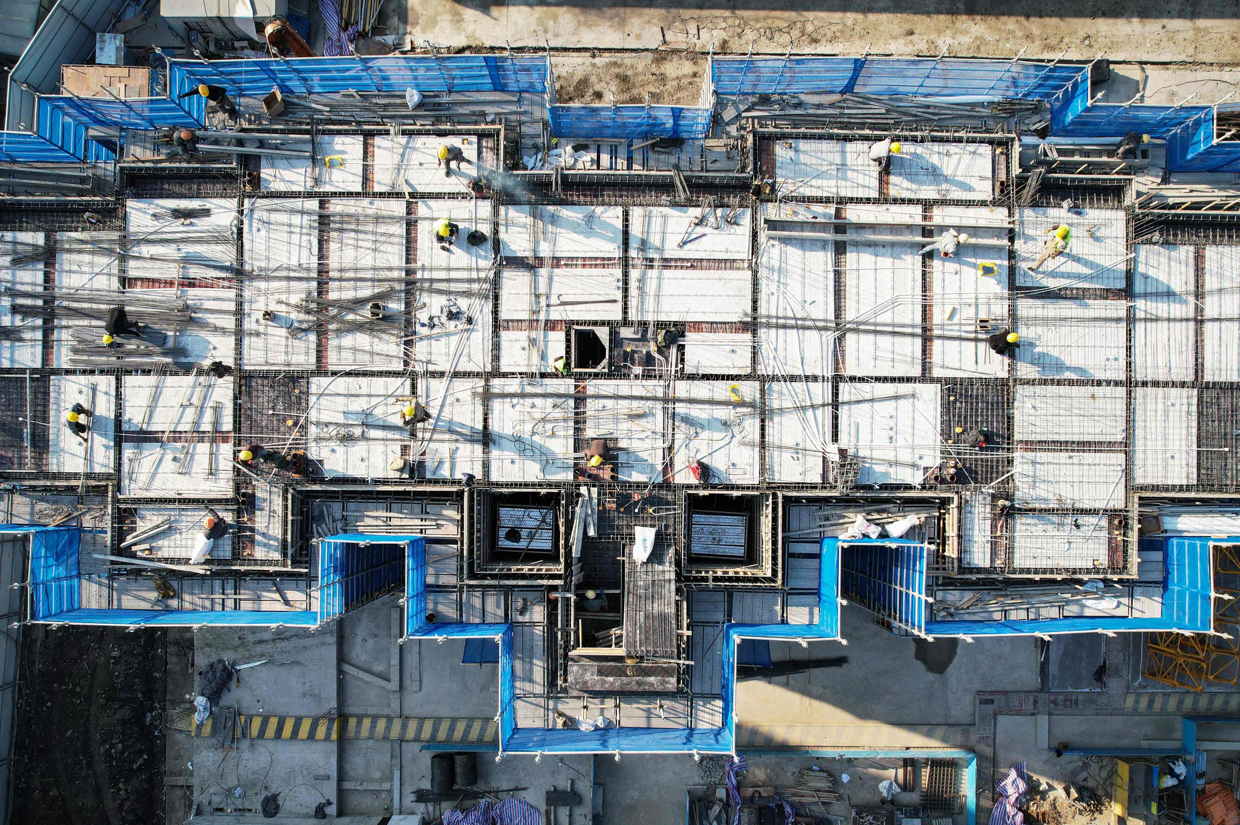 A residential building under construction by China Vanke in Hangzhou, Zhejiang province, in March 2024. Photo: AFP
