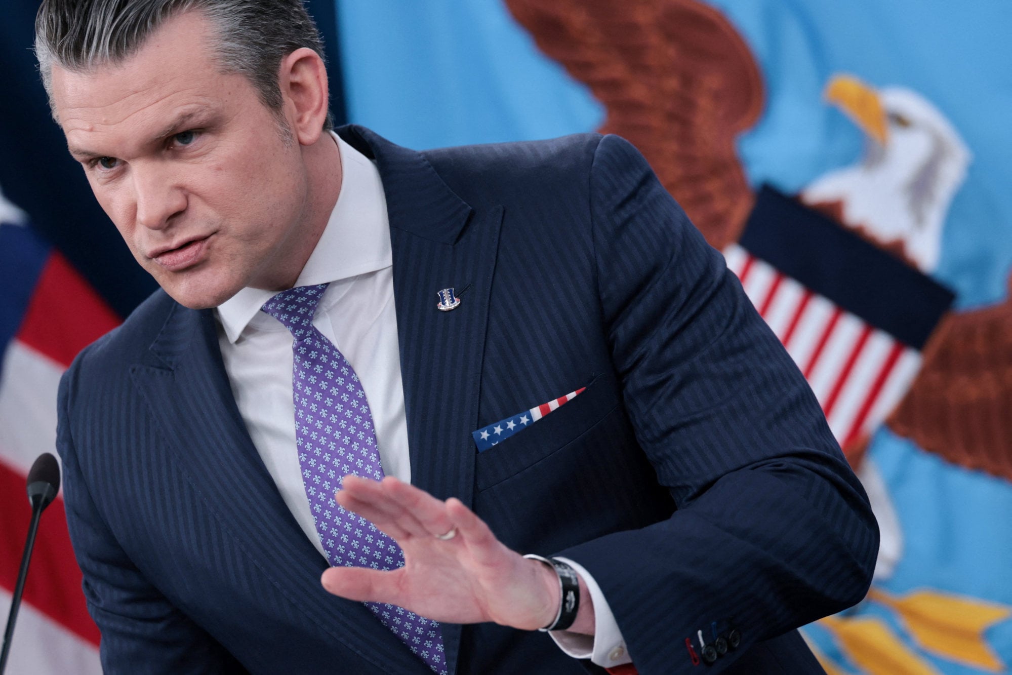 US Secretary of Defence Pete Hegseth speaks during a briefing at the Pentagon in Washington on Tuesday. Photo: Reuters US Secretary of Defence Pete Hegseth speaks during a briefing at the Pentagon in Washington on Tuesday. Photo: Reuters