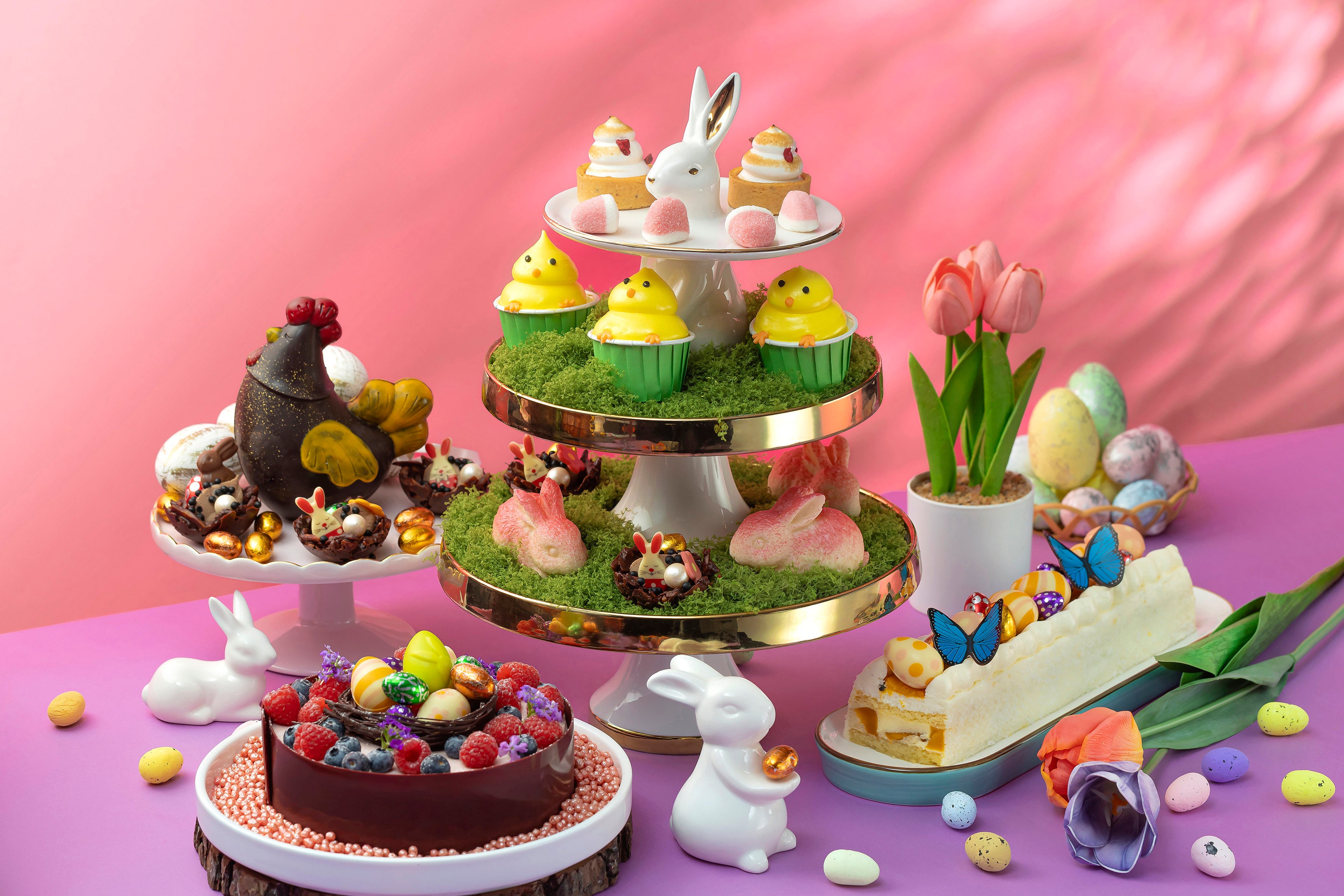 Curated by Executive Pastry Chef Alexis Watrin, The Mira’s Easter dessert menu features Easter chocolate nests and lemon meringue tarts to playful Easter chick cupcakes. Photo: The Mira Hong Kong.