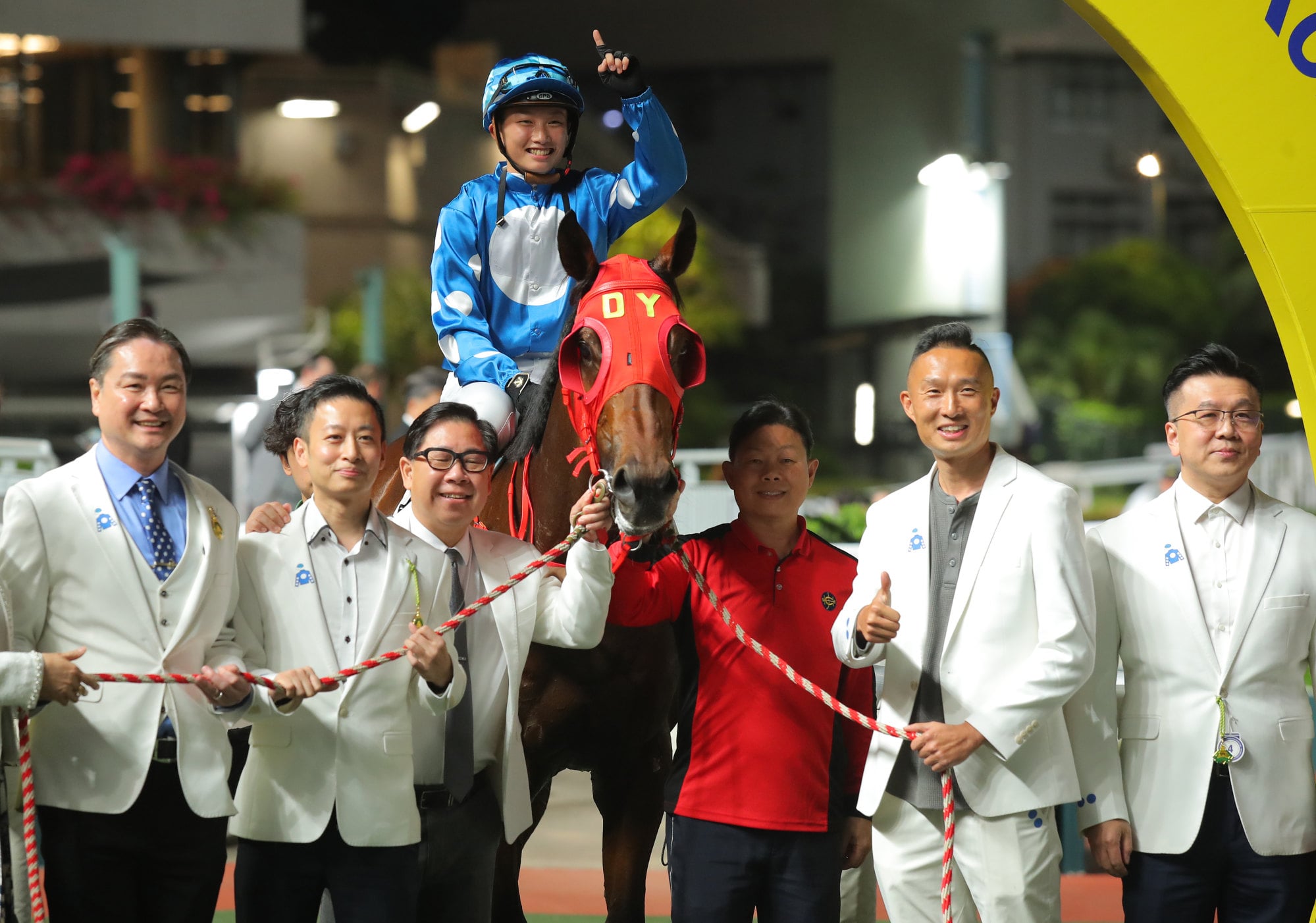 Nichola Yuen celebrates her first win in Hong Kong on Pi Legend. Nichola Yuen celebrates her first win in Hong Kong on Pi Legend.