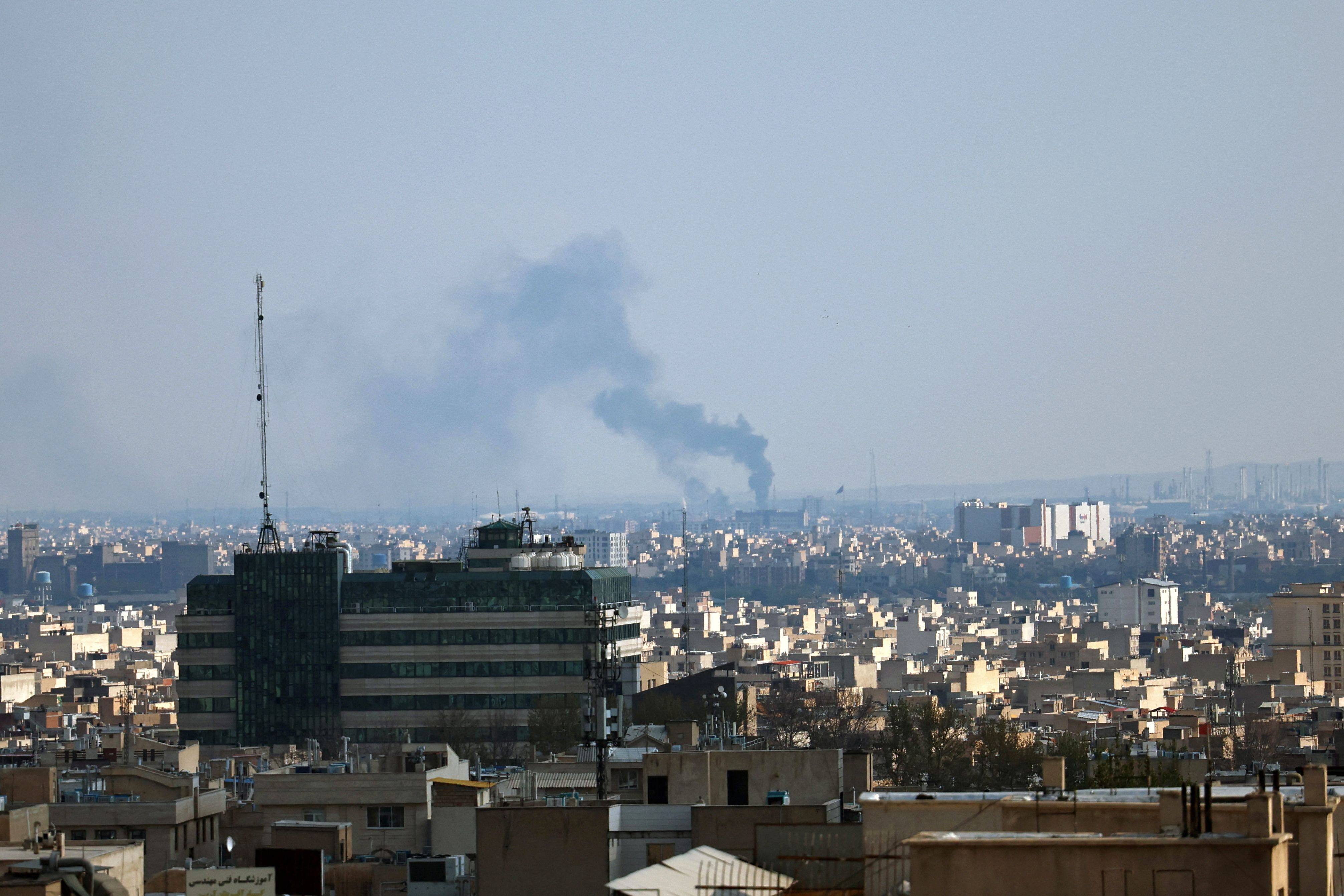 Smoke rises from the site of a strike in Tehran, Iran, on Wednesday. Photo: AFP