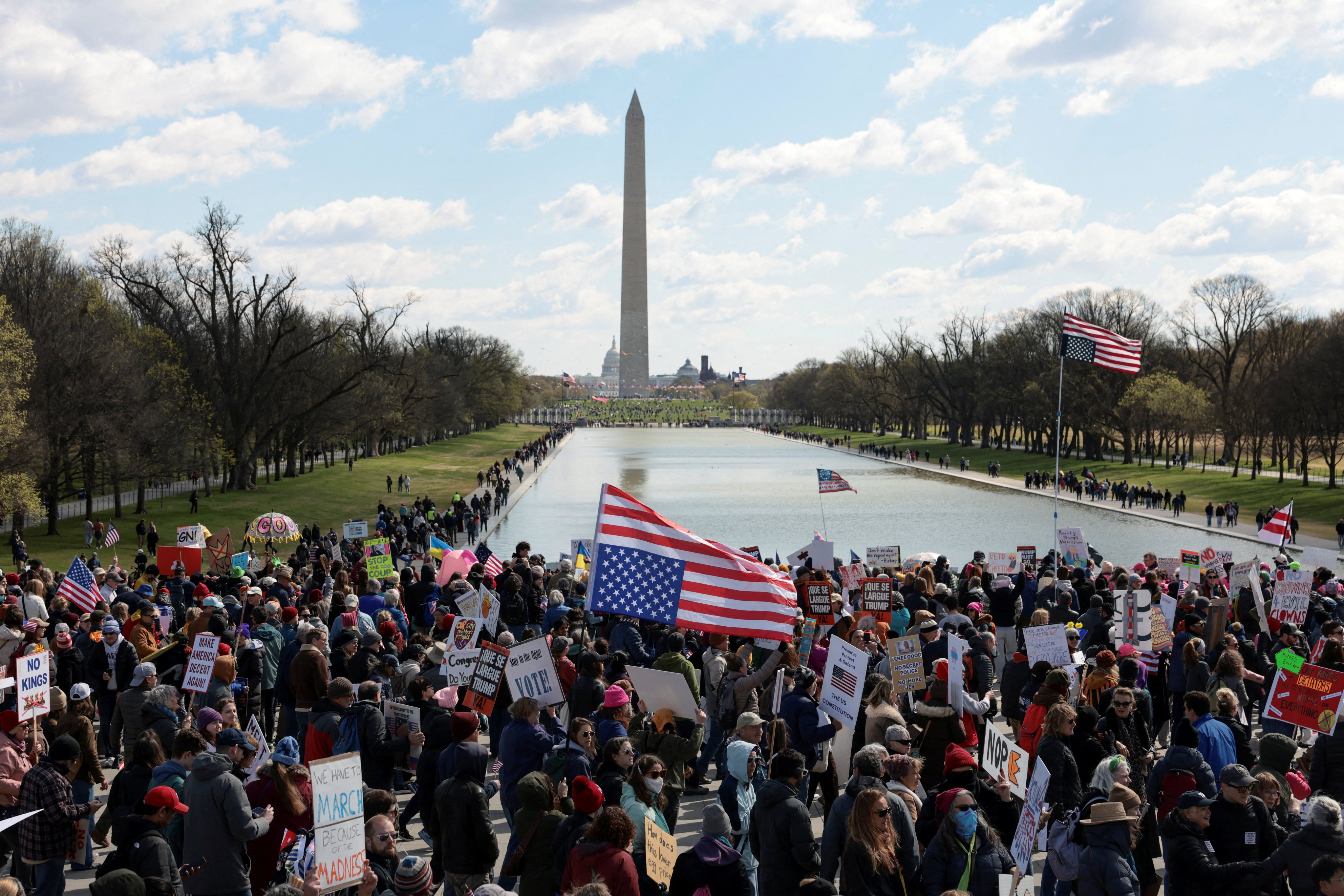 Protesters gather in Washington on March 28 to join a massive “No Kings” demonstration against Donald Trump amid opposition to the US president’s decision to go to war against Iran. Photo: Reuters
