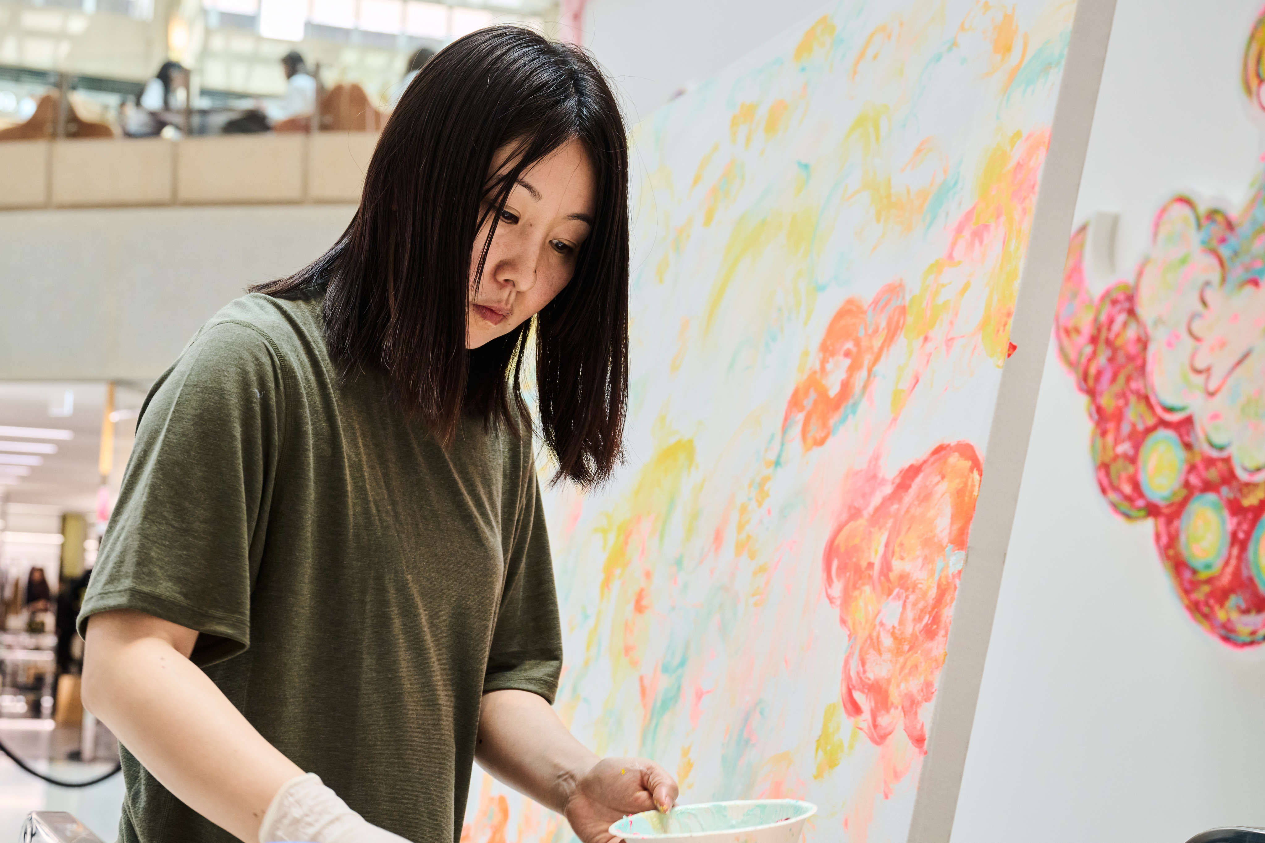 Ayako Rokkaku presented a special performance to mark the opening of “The Island – Onigashima”, by painting live at the installation. Photo: Art LANDMARK