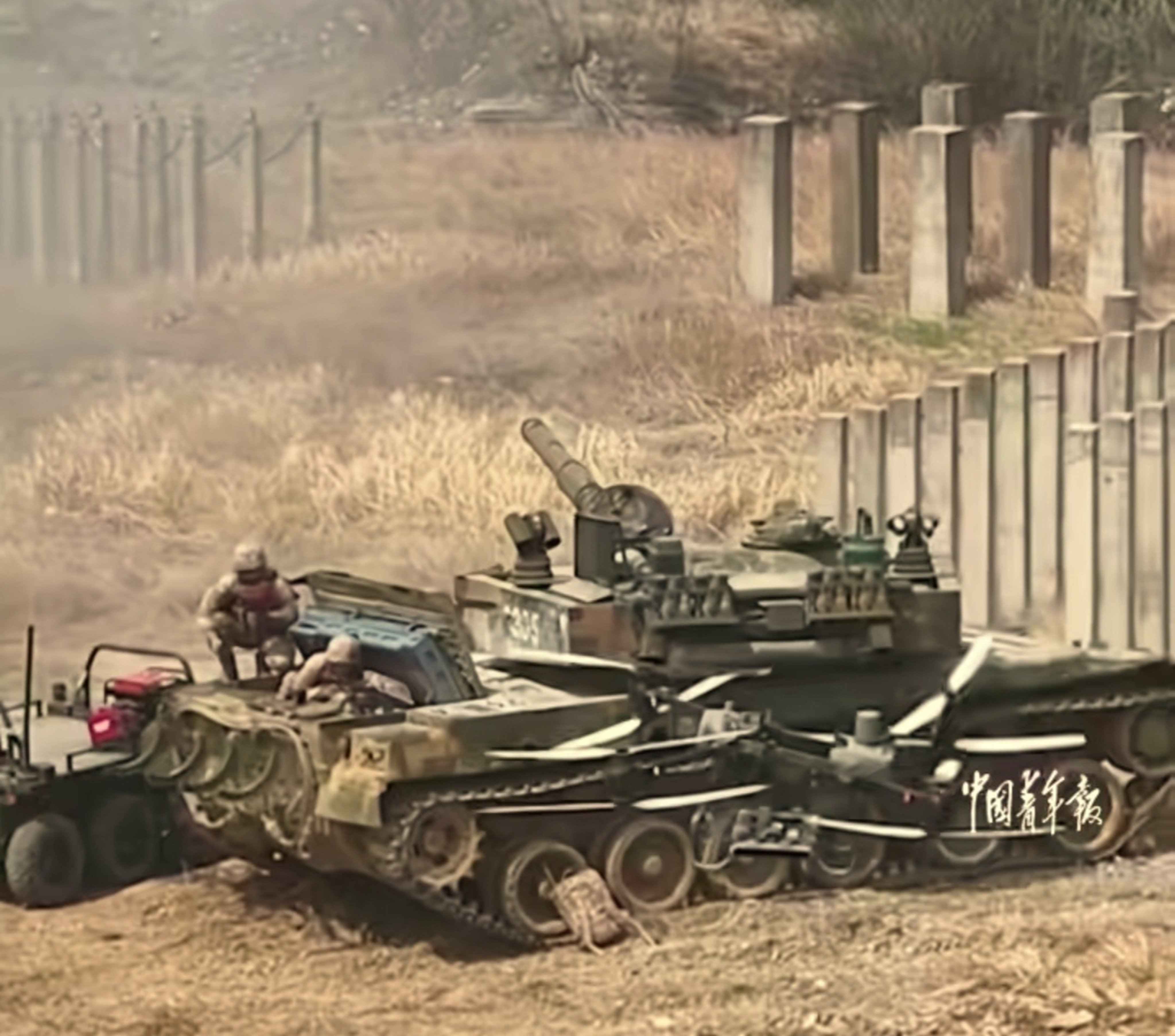 Type 96A main battle tanks equipped with the GL-6 active protection system were seen in video footage released by state media on Sunday. Photo: Weibo/China Youth Daily