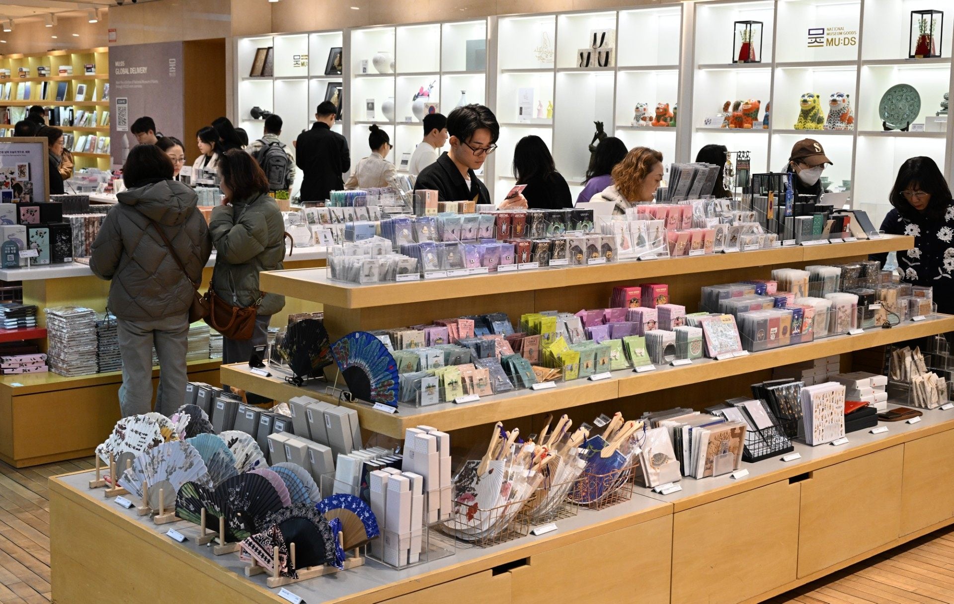 Visitors browse a souvenir shop at the National Museum of Korea, in Seoul, which attracted a record 6.5 million visitors in 2025. Photo: Kyodo
