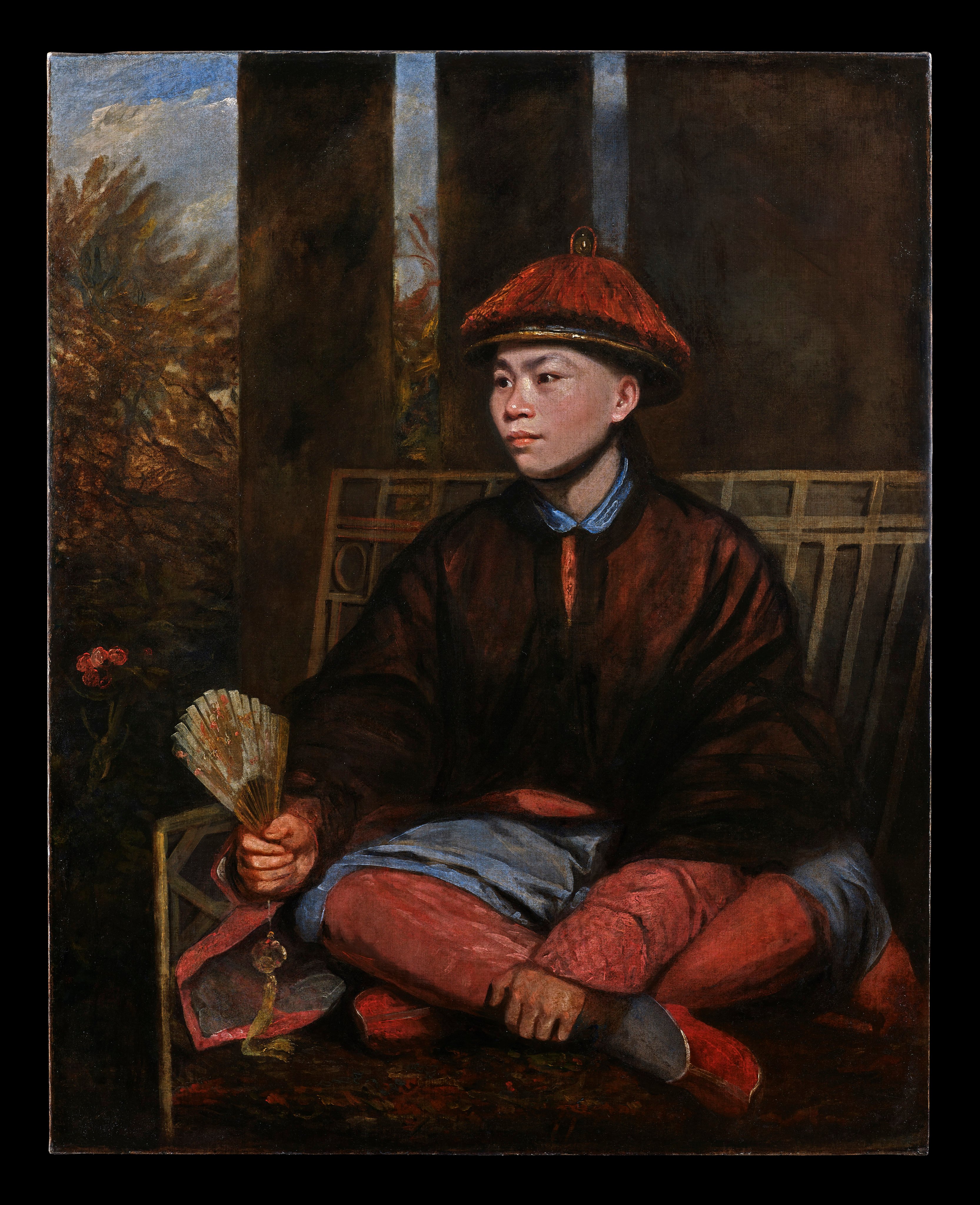The 1776 painting of Huang Yadong by Sir Joshua Reynolds. Huang was brought to England from Guangzhou (Canton) by John Bradby Blake, an employee of the East India Company. This painting owned by the National Trust is part of the “Seeds of Exchange” exhibition at the Garden Museum in London. (Credit: National Trust)