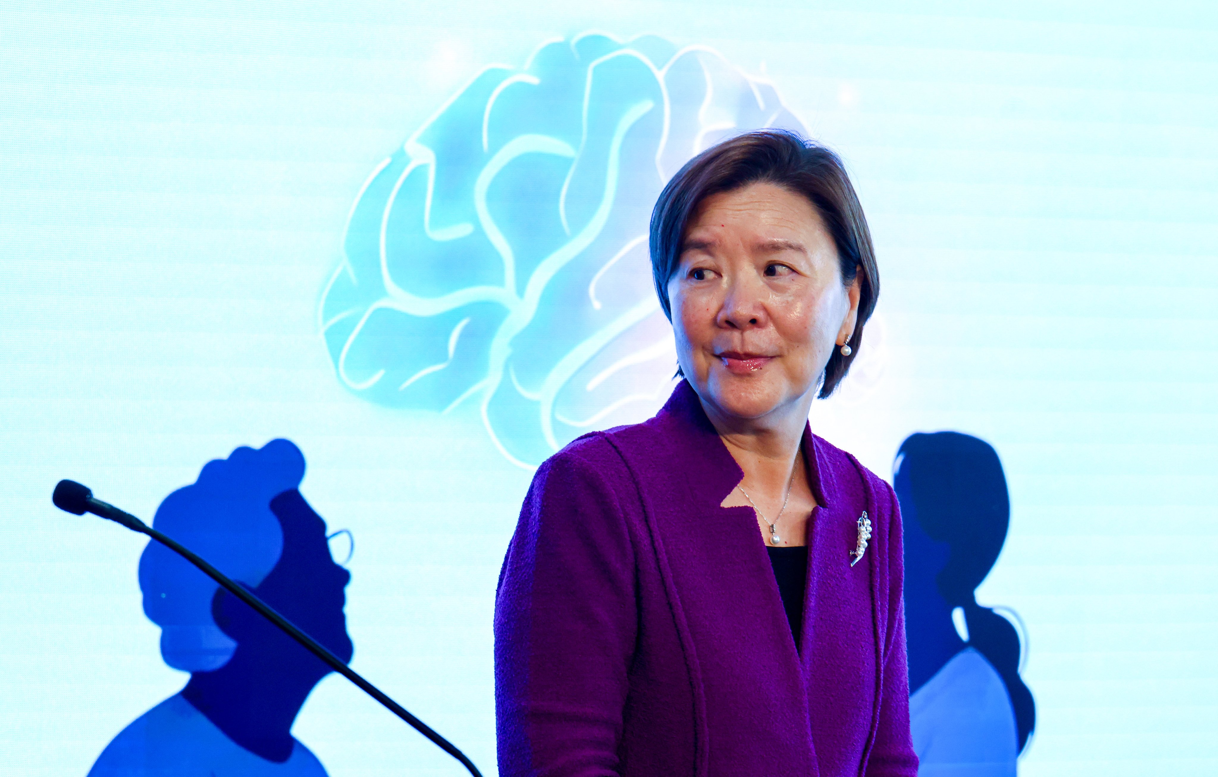 Professor Nancy Ip, president of HKUST, attends the press conference for the launch of the project to screen 6,000 elderly people for Alzheimer’s disease, at HKUST in Sai Kung on March 23. Photo: Dickson Lee