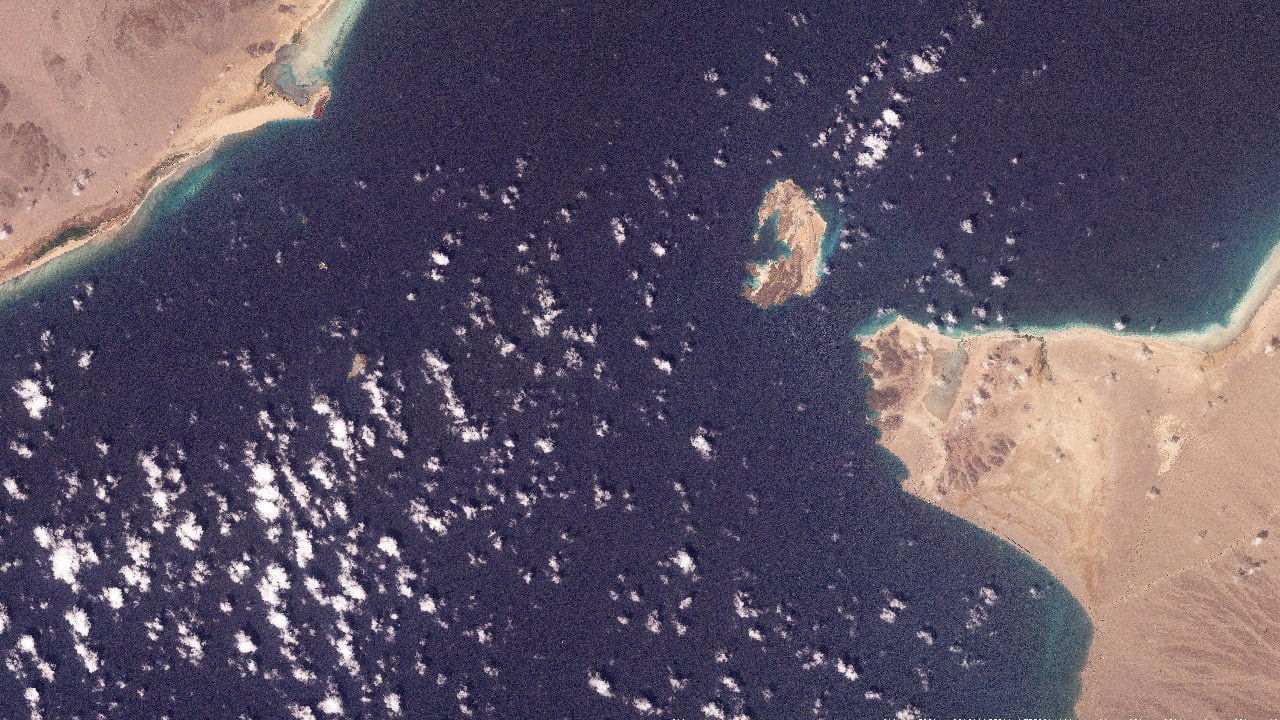 A satellite image shows Bab el-Mandeb Strait off the coast of Yemen on February 27. Photo: Planet Labs PBC/Handout via Reuters
