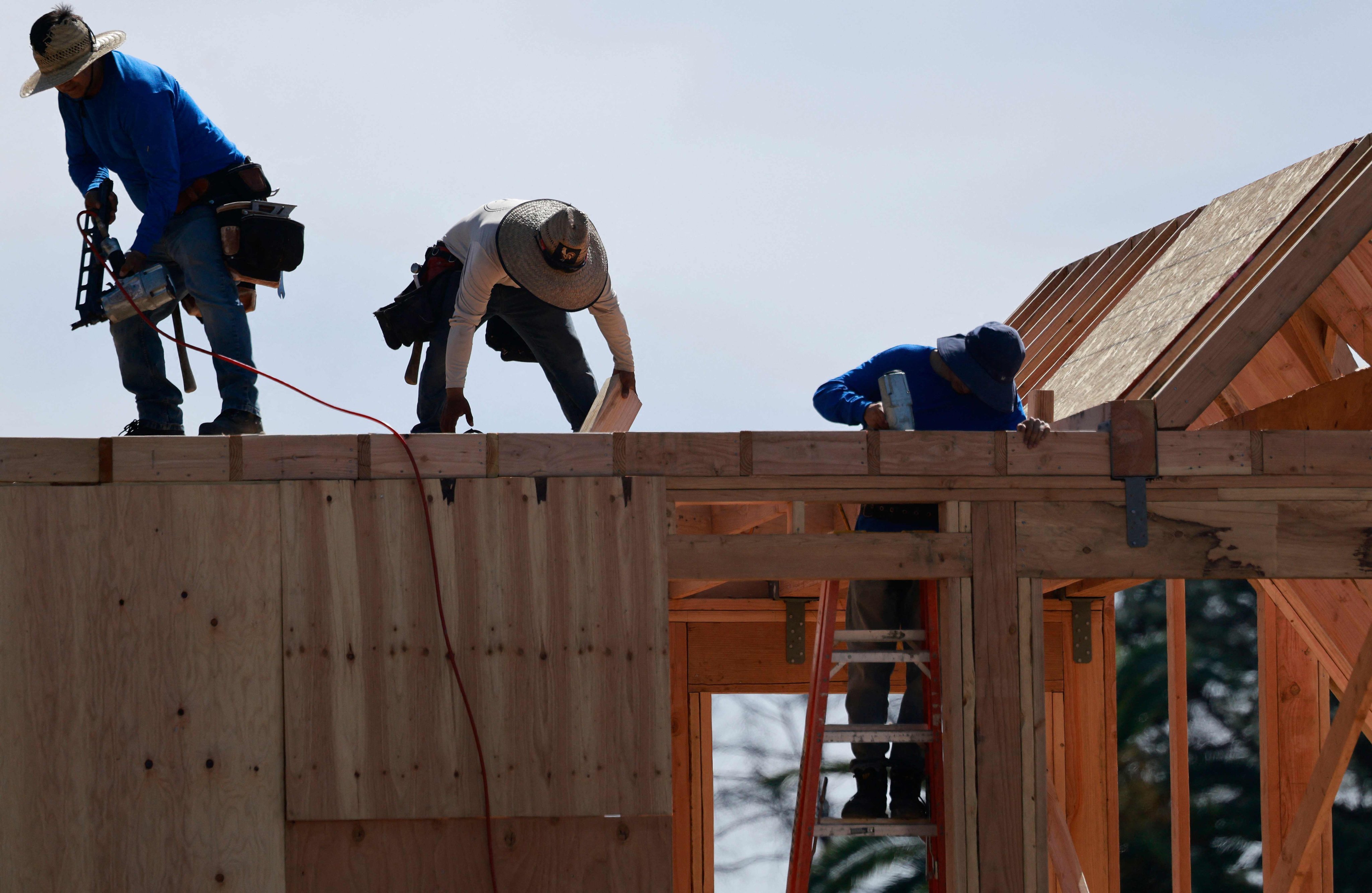 Construction workers in California in March. Photo: via AFP