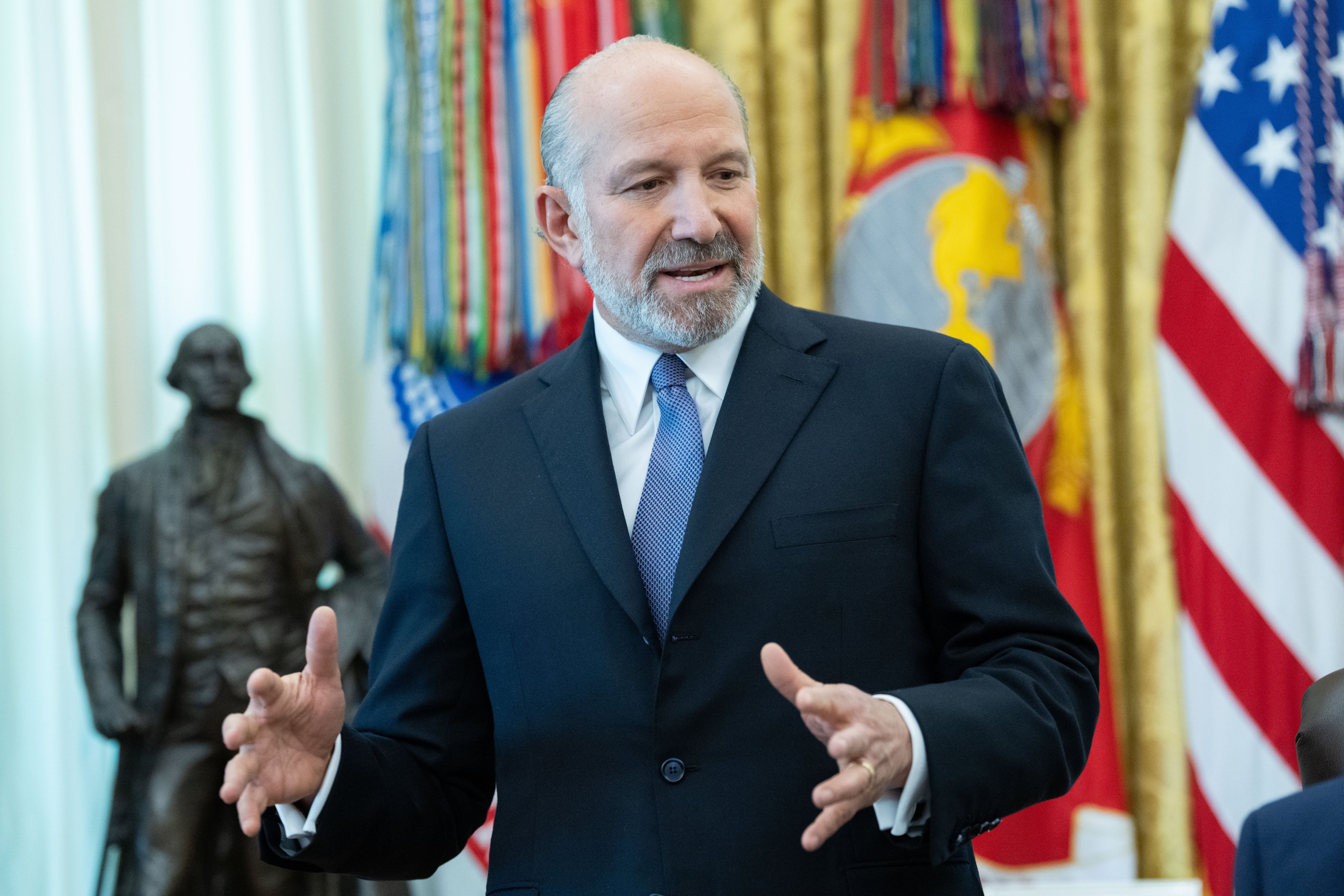 US Commerce Secretary Howard Lutnick in the Oval Office of the White House during an executive order signing event on Tuesday. Photo: EPA