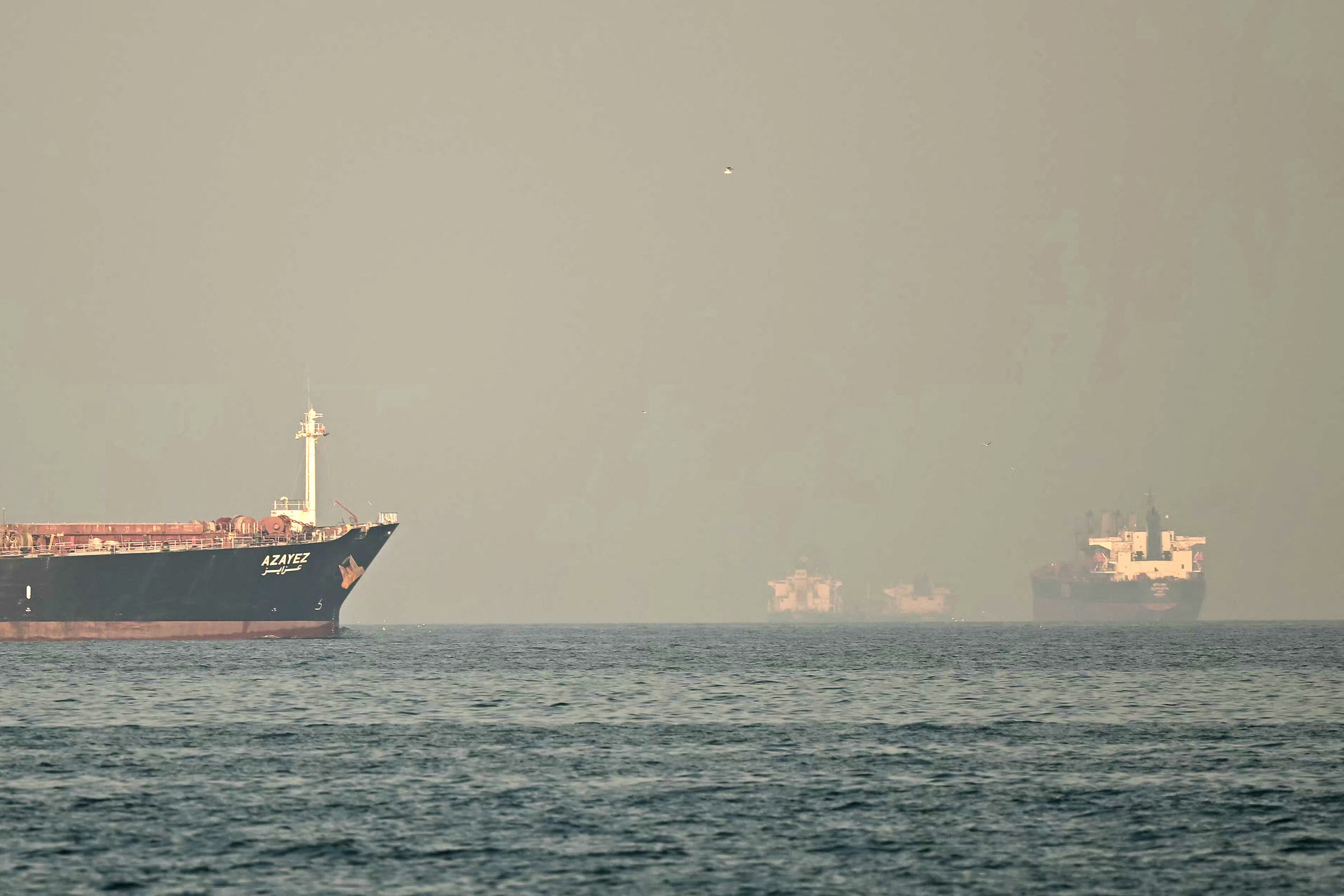 Cargo ships and tankers seen off the coast city of Fujairah, in the Strait of Hormuz in the Northern Emirate. Photo: TNS