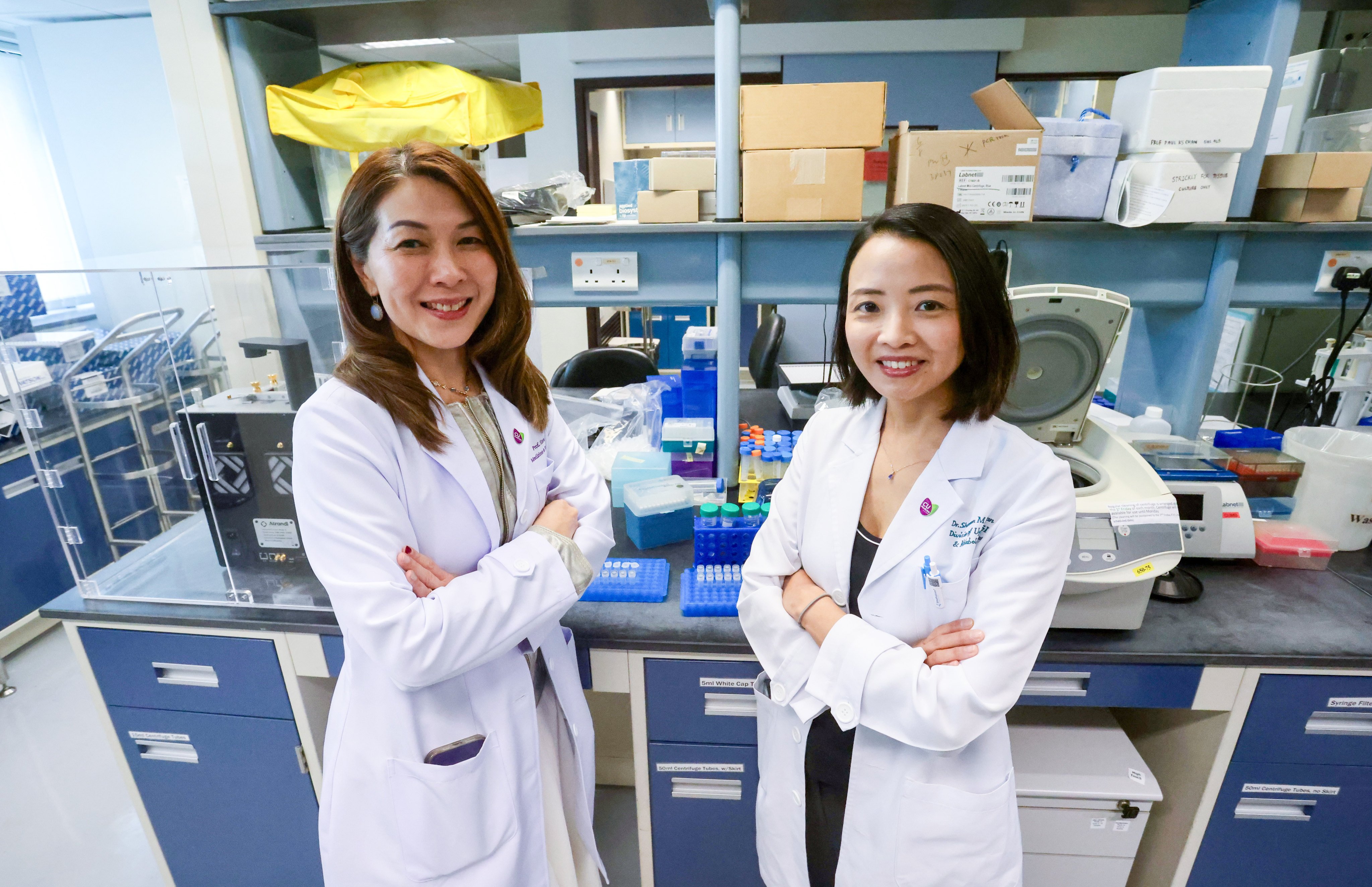 Wise convenor Siew Ng (left) with the academy’s ambassador Shannon Chan at the Prince of Wales Hospital in Sha Tin. Photo: Jonathan Wong