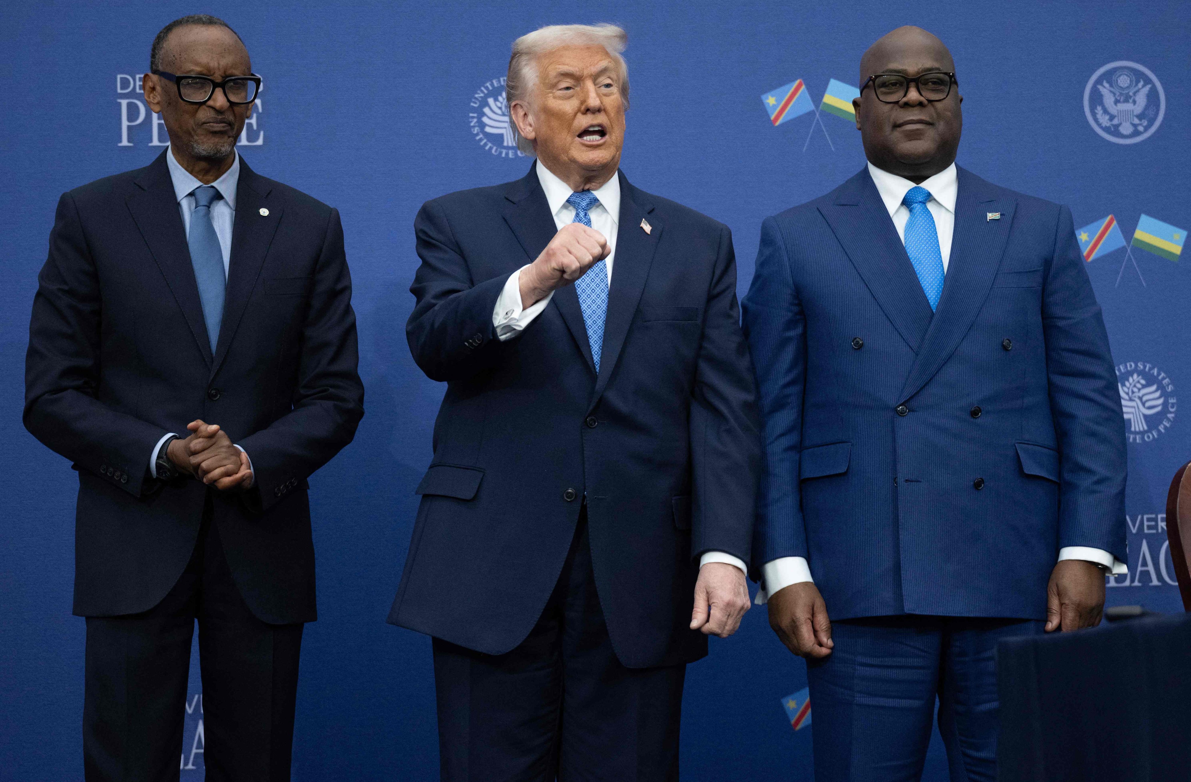 US President Donald Trump, left, and Democratic Republic of Congo President Felix Tshisekedi in Washington in December. Photo: AFP