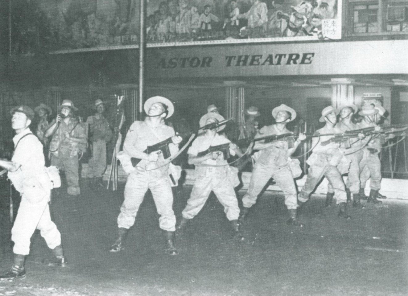 1st Battalion 2nd Gurkha Rifles on riot control duty in Nathan Road, Kowloon, Hong Kong during the Star Ferry Riots, April 1966. A foretaste of the Cultural Revolution disturbances one year later.