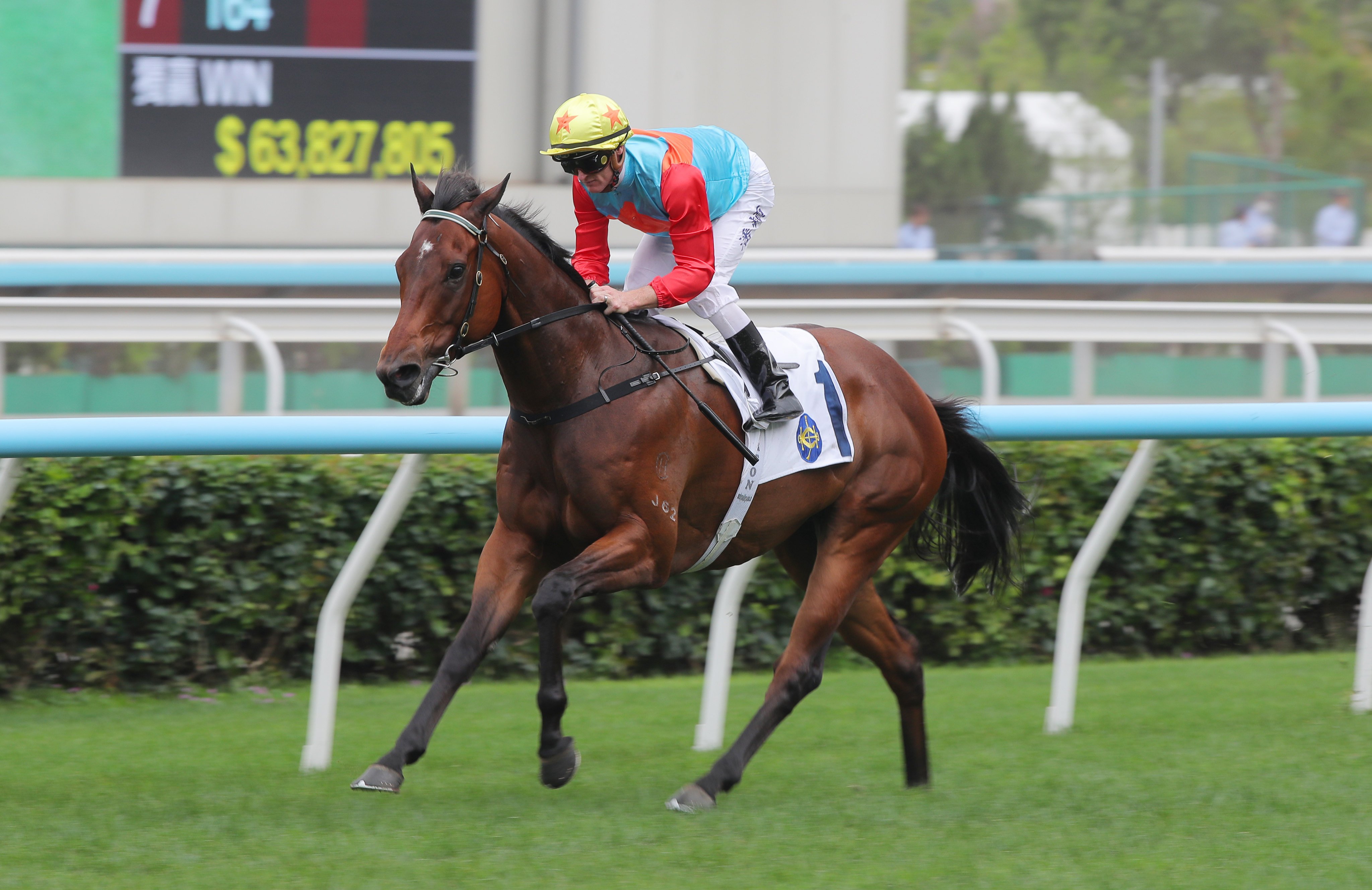 Ka Ying Rising, ridden by Zac Purton, wins the Group Two Sprint Cup at Sha Tin. Photos: Kenneth Chan.