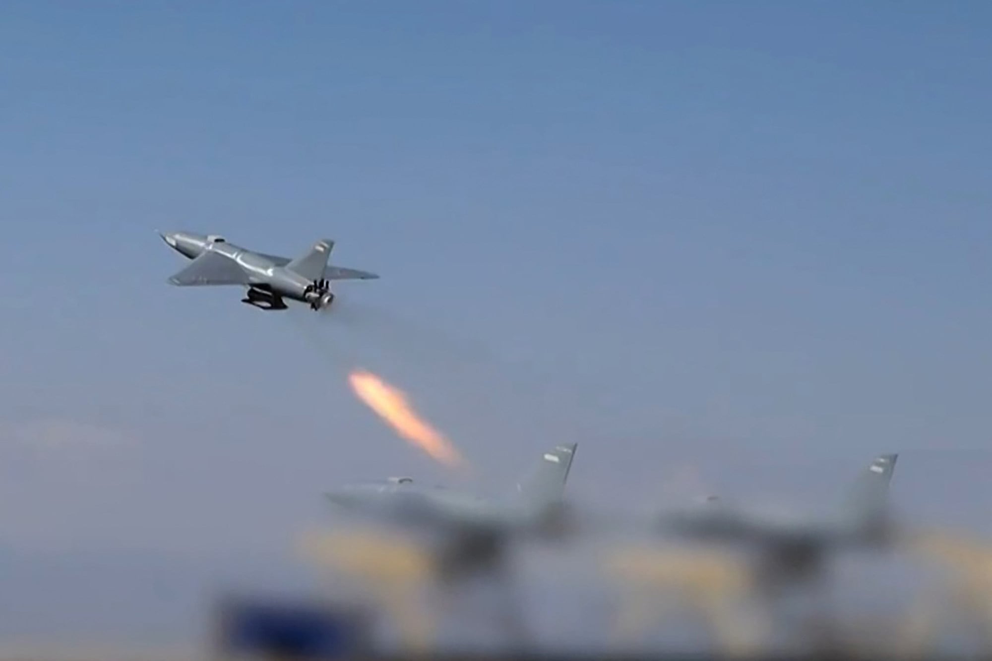 Iranian drones purportedly being launched at US military assets in Saudi Arabia and Kuwait on Monday. Photo: IRIB News Agency via AFP