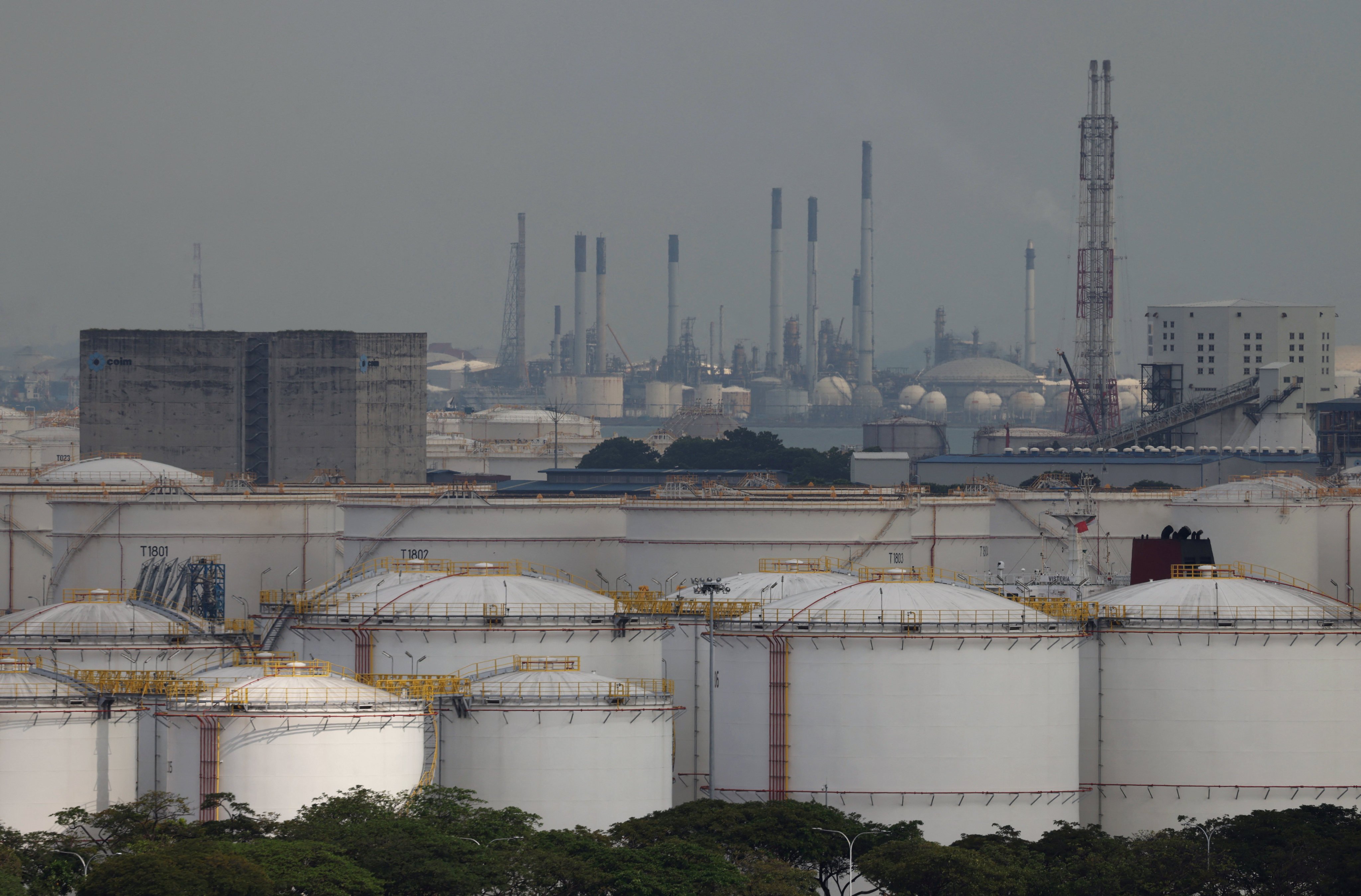 Storage tanks and oil refineries in Jurong Island, Singapore. Photo: Reuters
