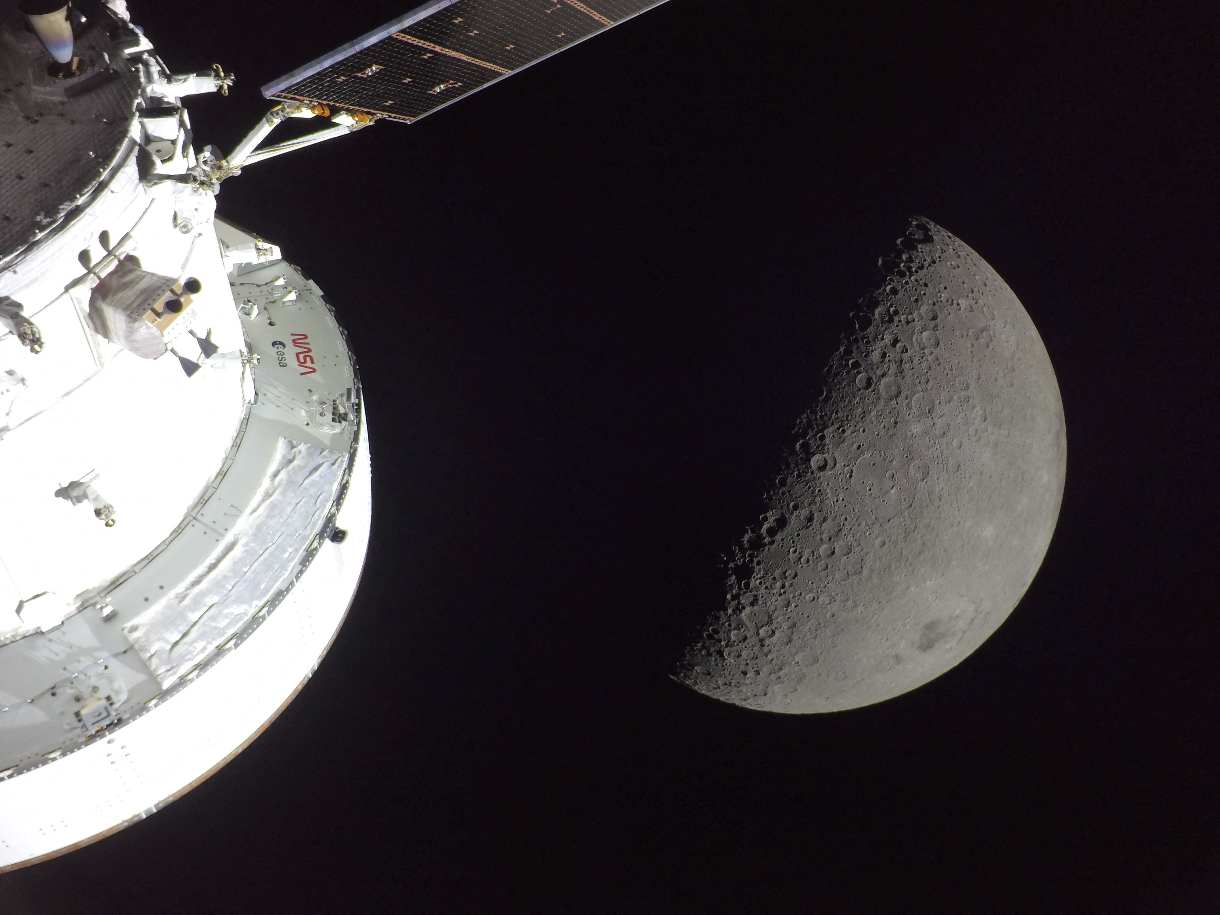 A view of Nasa’s Orion spacecraft during the Artemis II crew’s fly-by of the moon on April 6, 2026. Photo: Nasa/Handout via Reuters