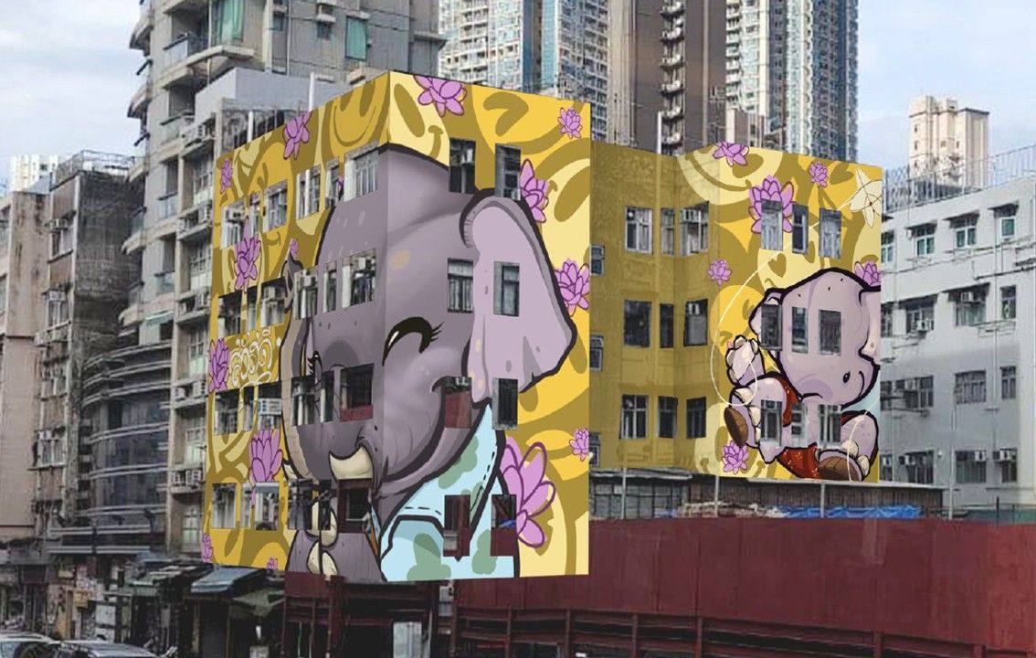 A digital rendering of the Thai culture themed mural on Jenford Building in Kowloon City. Photo: Handout