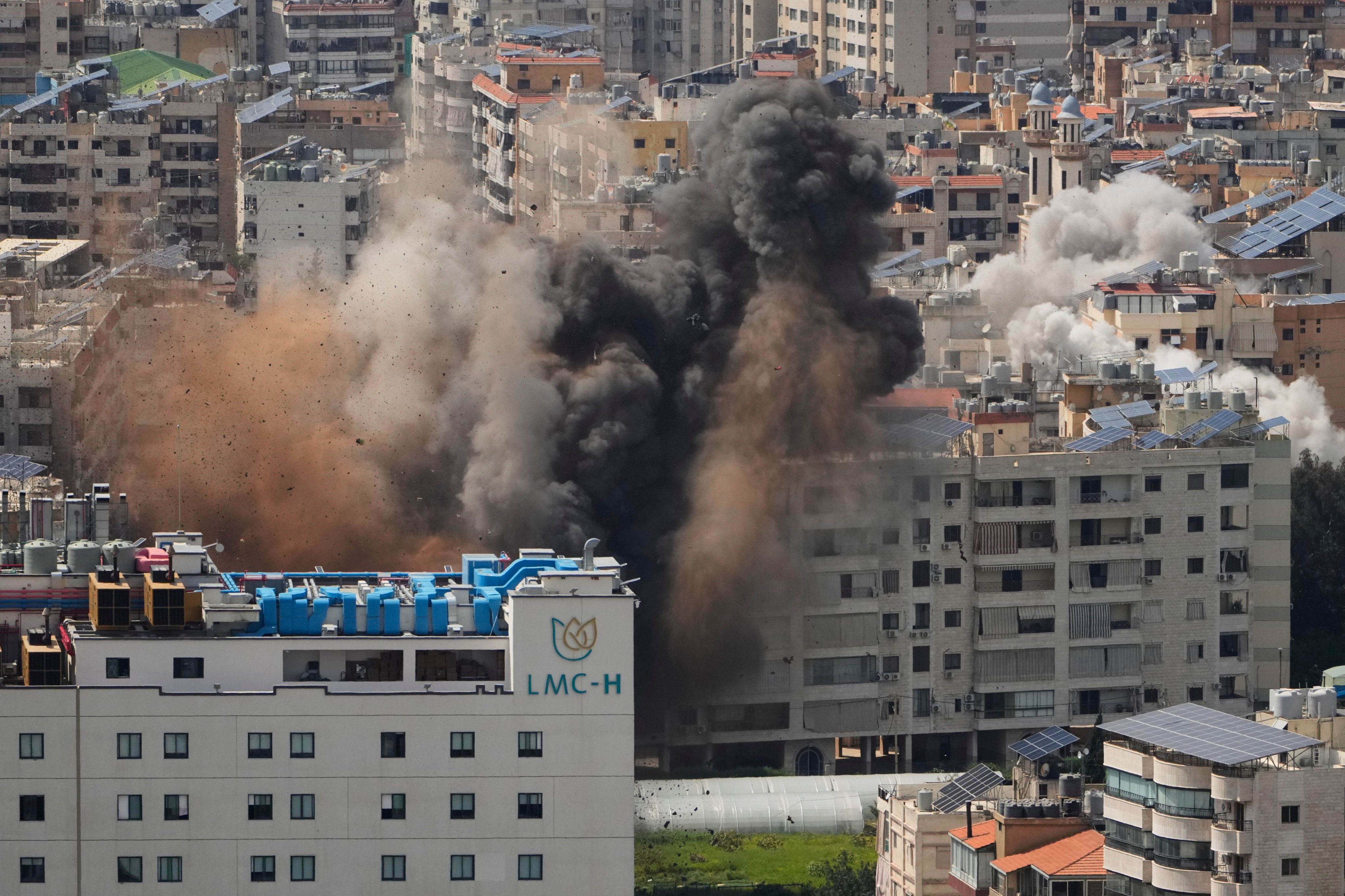 Smoke rises following several Israeli air strikes in Beirut, Lebanon, on Wednesday. Photo: AP