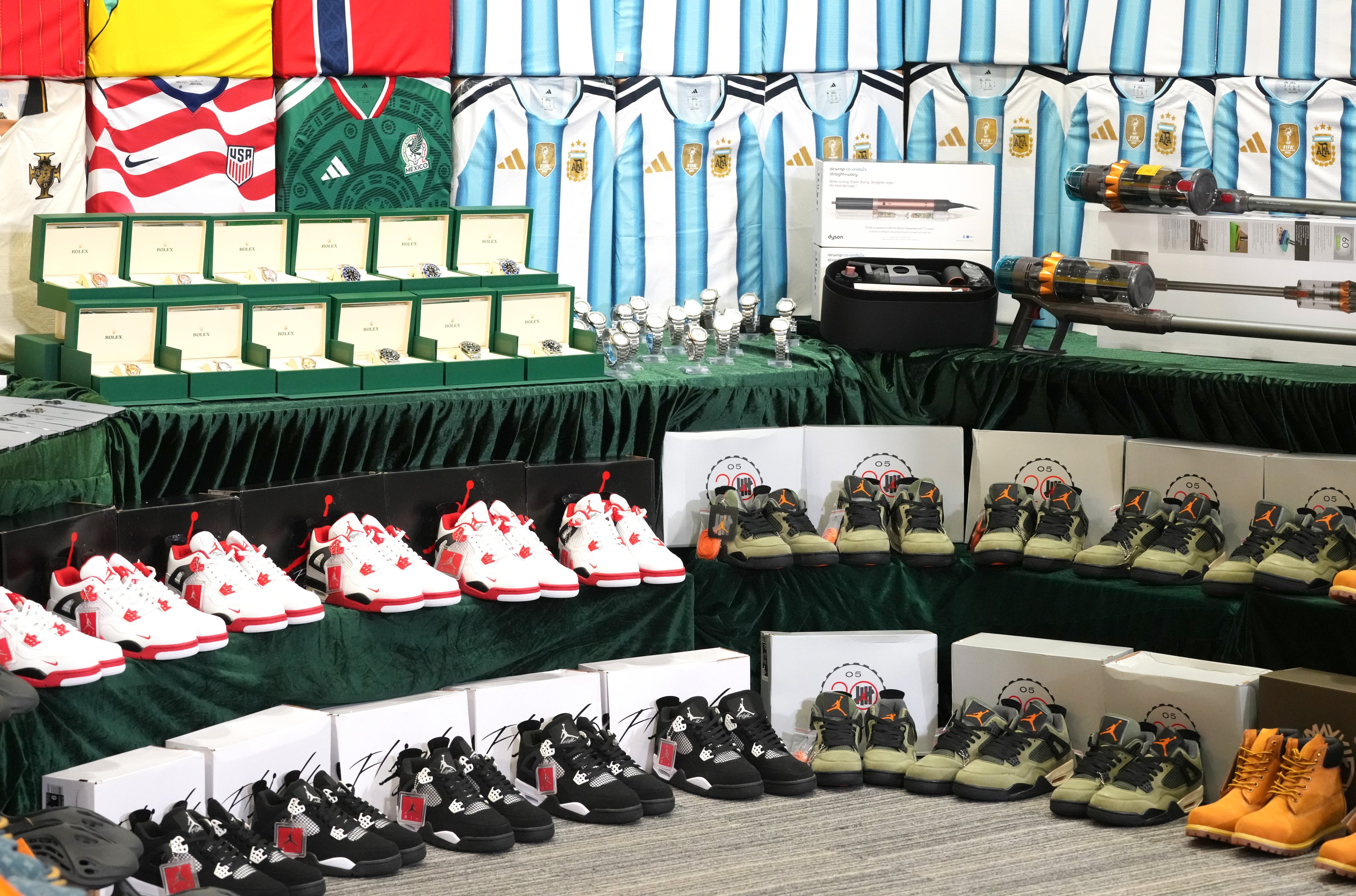 Hong Kong customs has seized about 10,000 suspected counterfeit football jerseys and other unlicensed goods worth an estimated HK$64 million. Photo: Jelly Tse