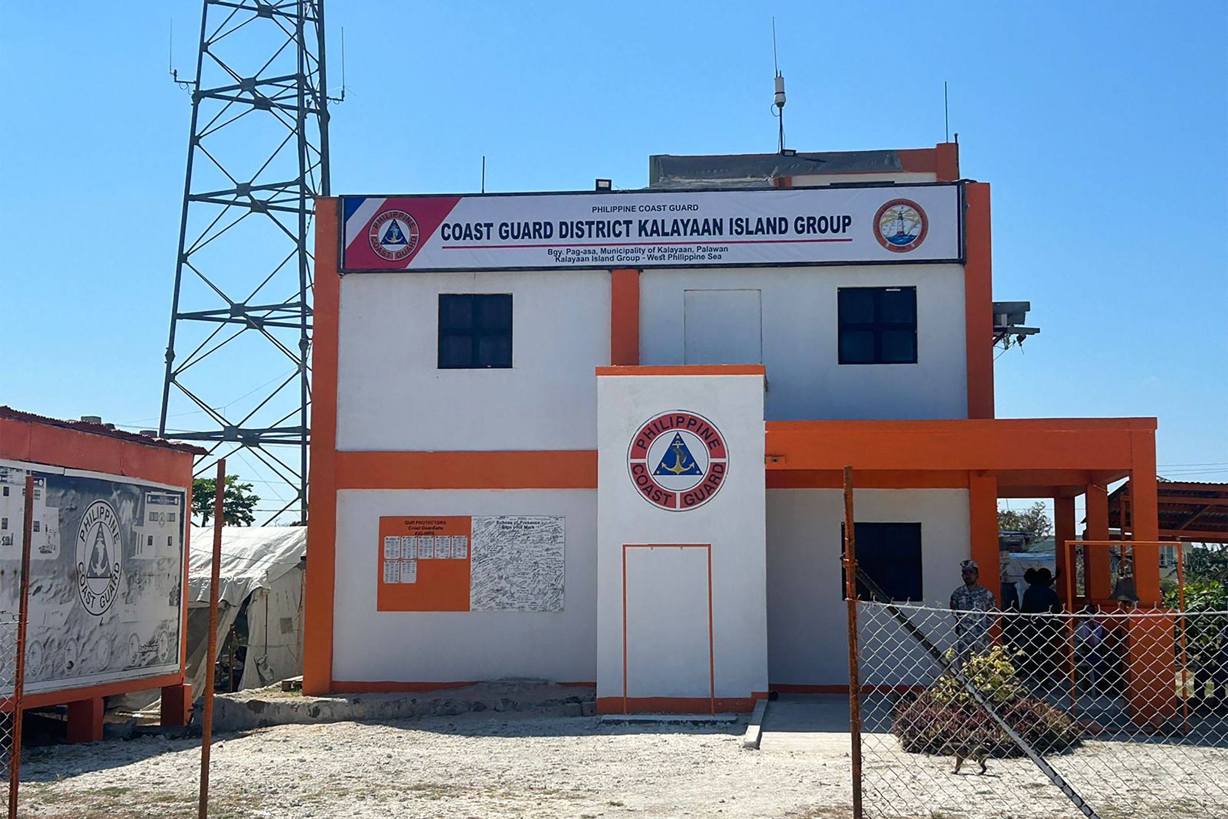 The Philippine Coast Guard  command centre on Thitu Island is unveiled on Thursday. Photo: AFP