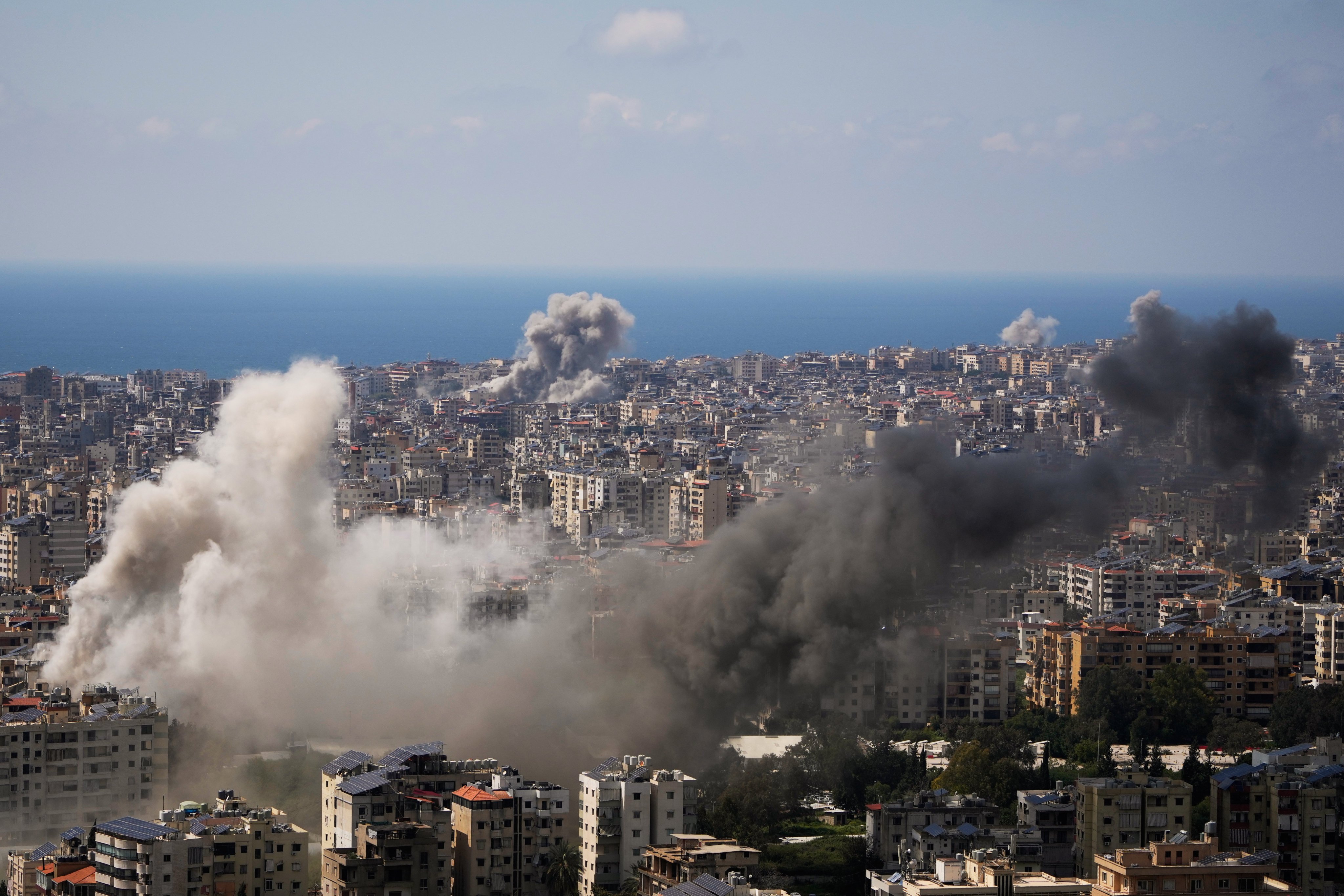 Smoke rises over Beirut, Lebanon, on Wednesday  after several Israeli air strikes. Photo: AP