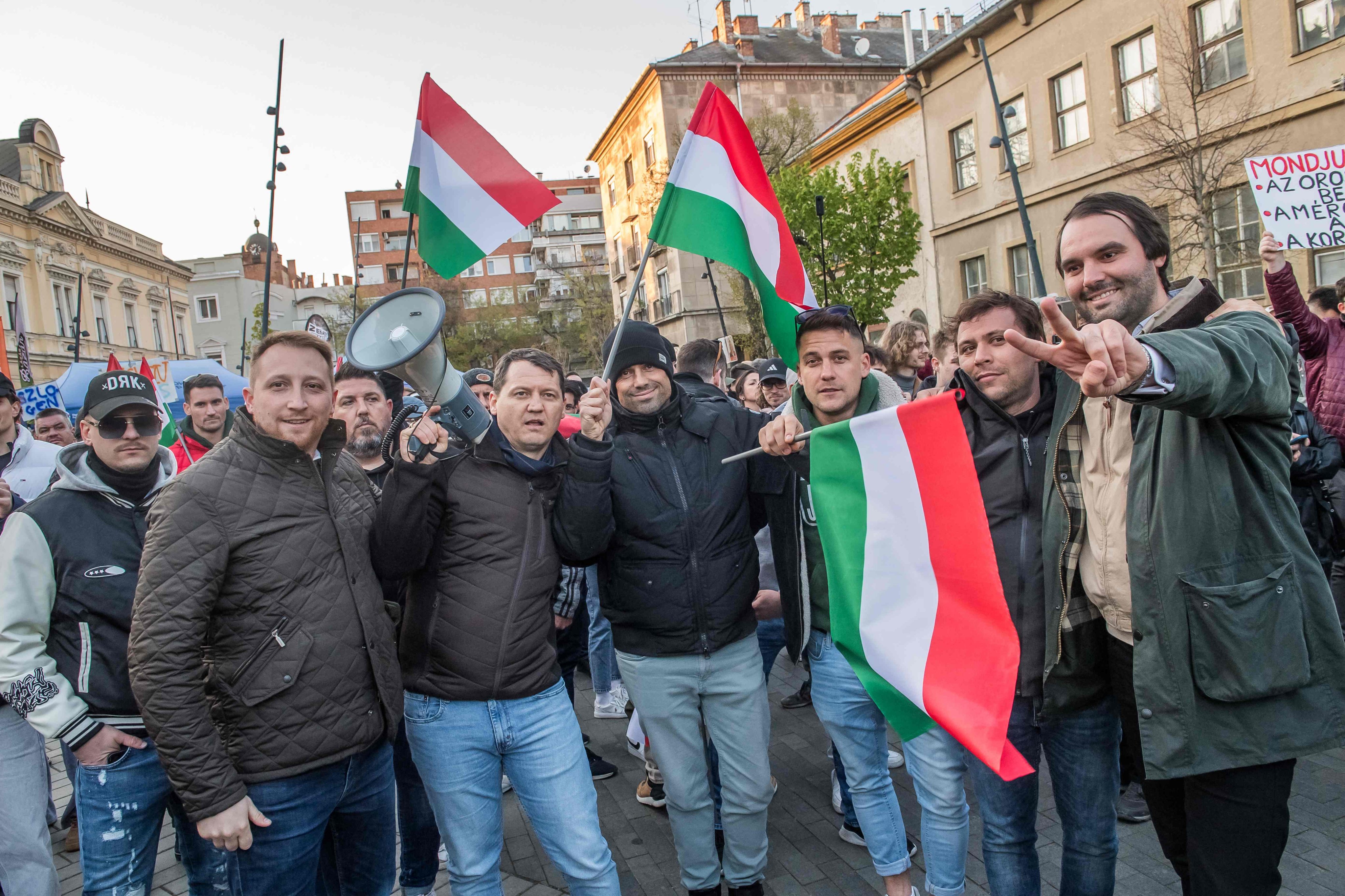 People attend an election rally for Hungary’s governing Fidesz party in Debrecen on Thursday. Photo: AFP