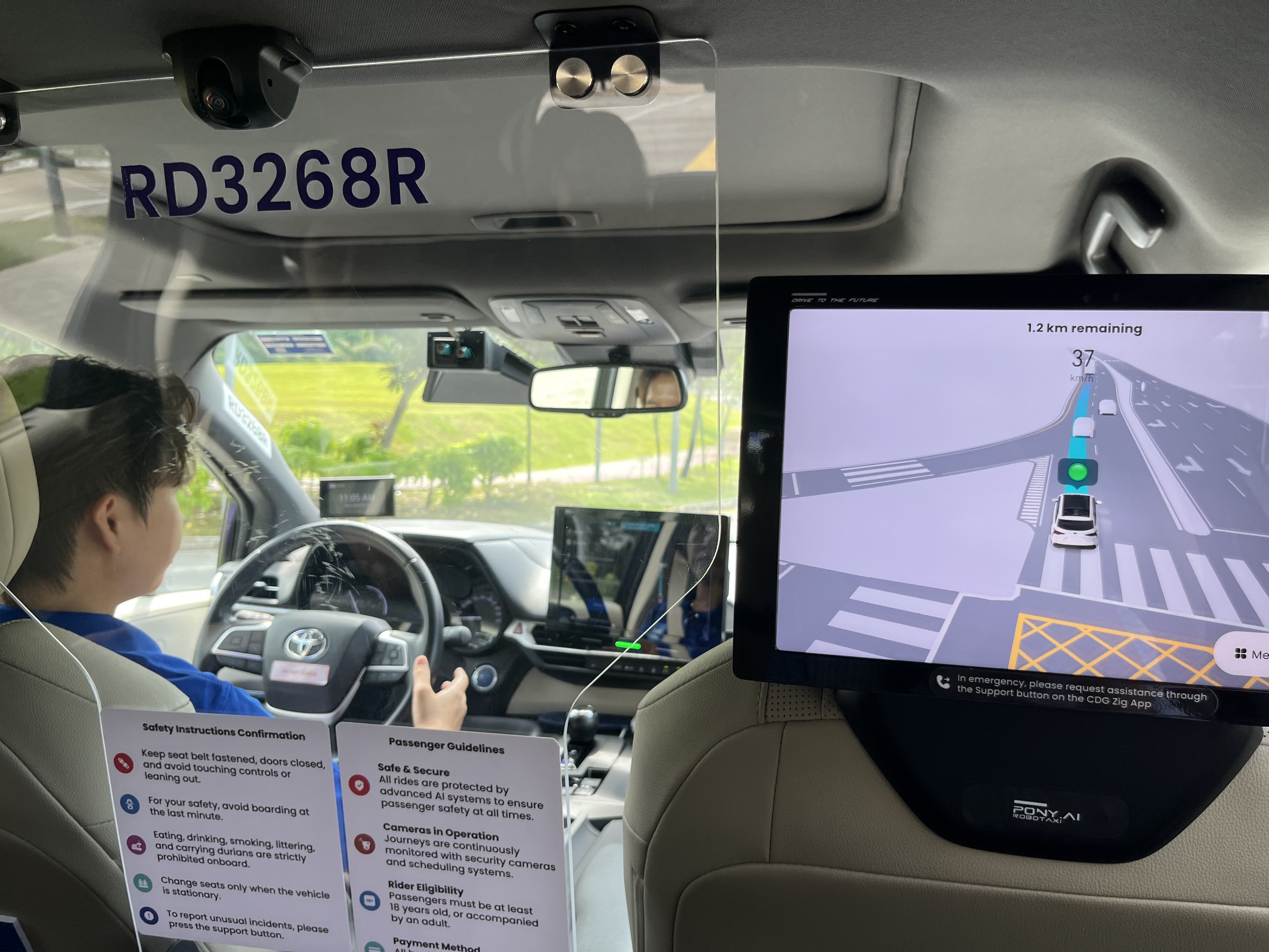 A passenger’s view from inside an autonomous vehicle in Punggol, Singapore. Photo: Jean Iau