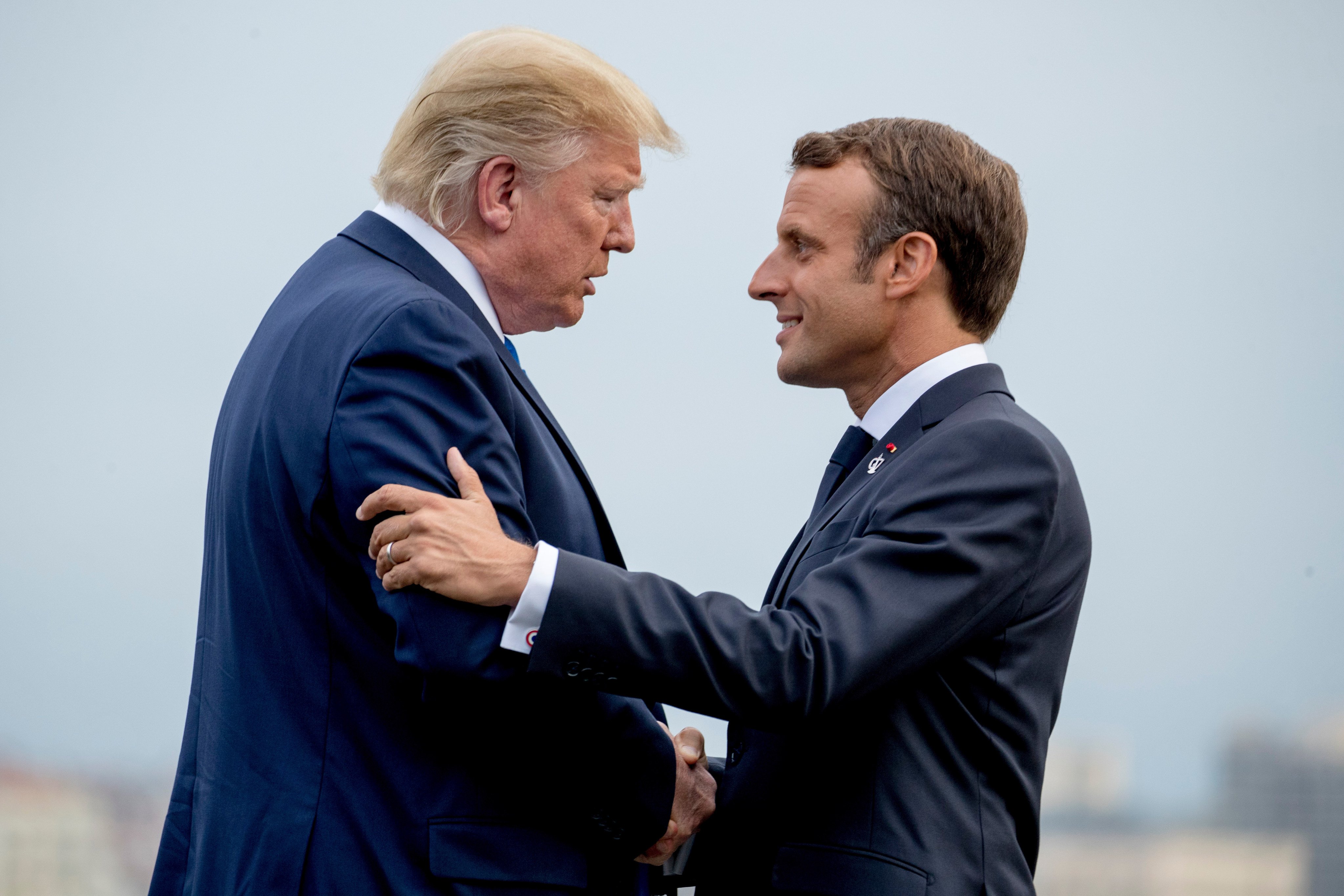 US President Donald Trump with his French counterpart Emmanuel Macron in 2019. Photo: AP