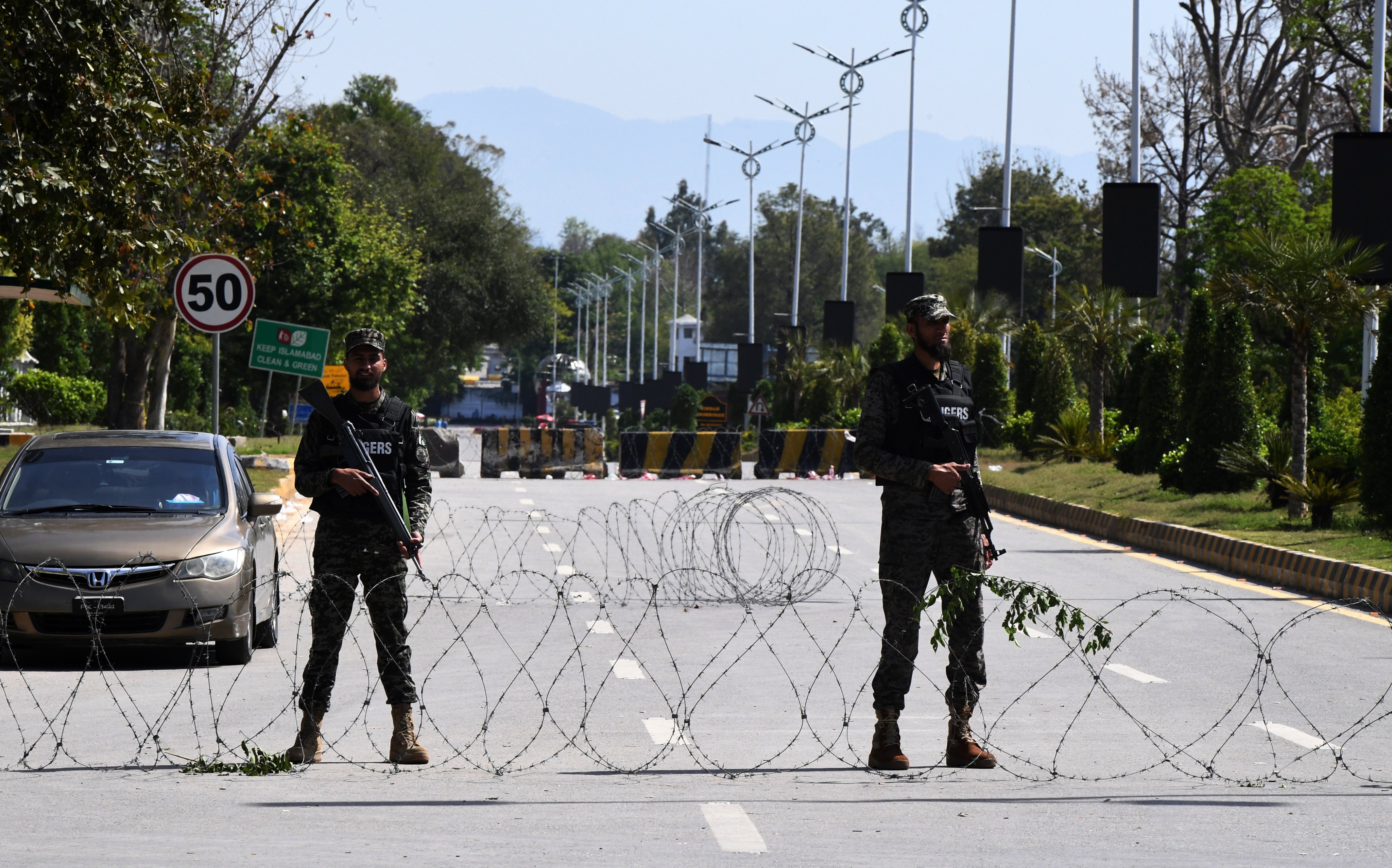 Security has been ramped up in the Pakistani capital Islamabad for talks between Iranian and American officials. Photo: EPA