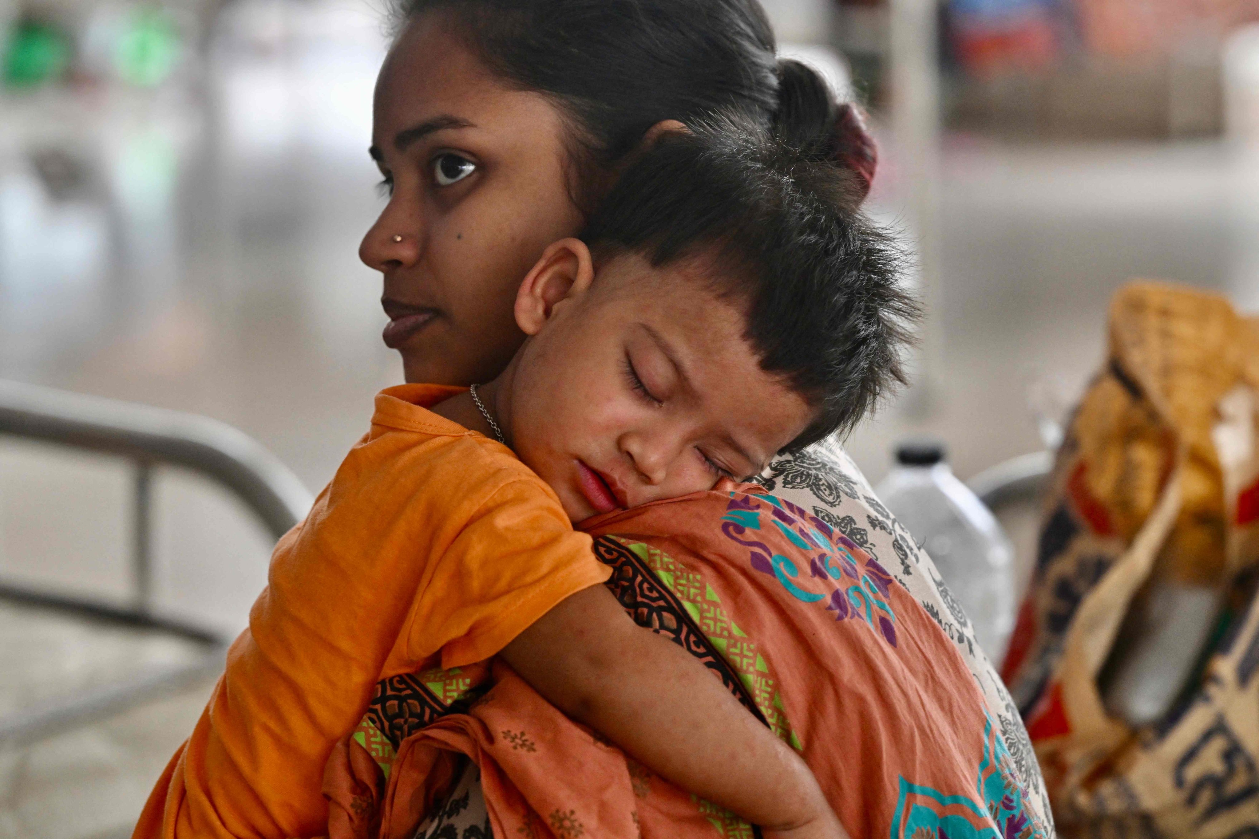 A child diagnosed with measles receives treatment in a paediatric ward at a hospital in Dhaka on Thursday. Photo: AFP